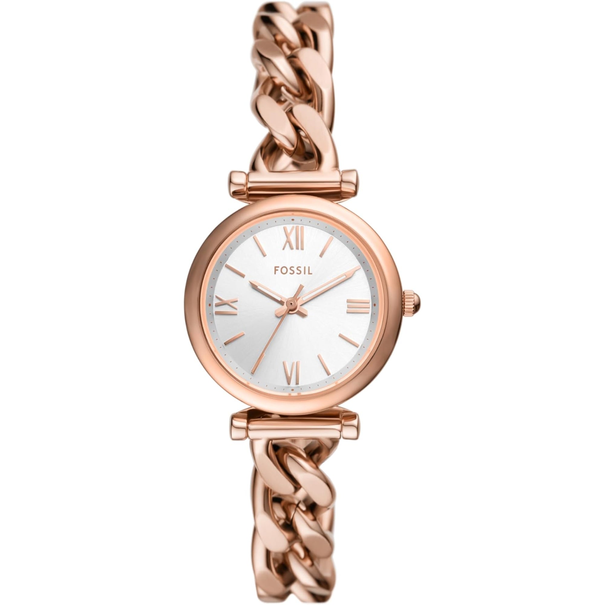 Carlie Three-Hand Rose Gold-Tone Stainless Steel Silver Dial Women’s Watch ES5330