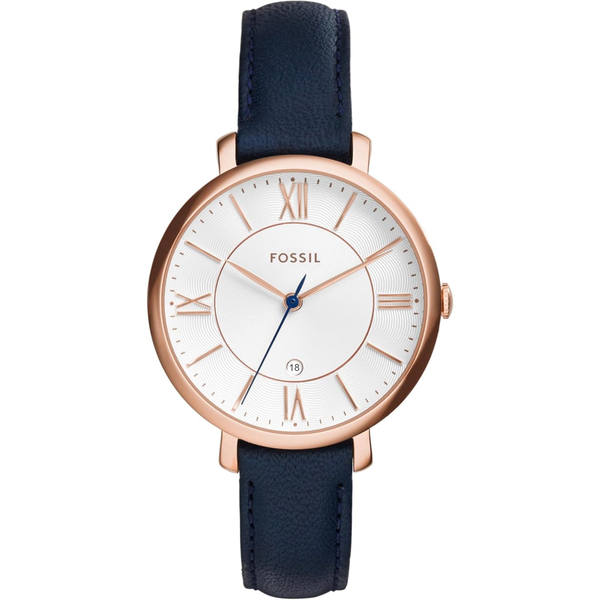 Fossil Jacqueline Navy Leather Silver Dial Women's Watch ES3843