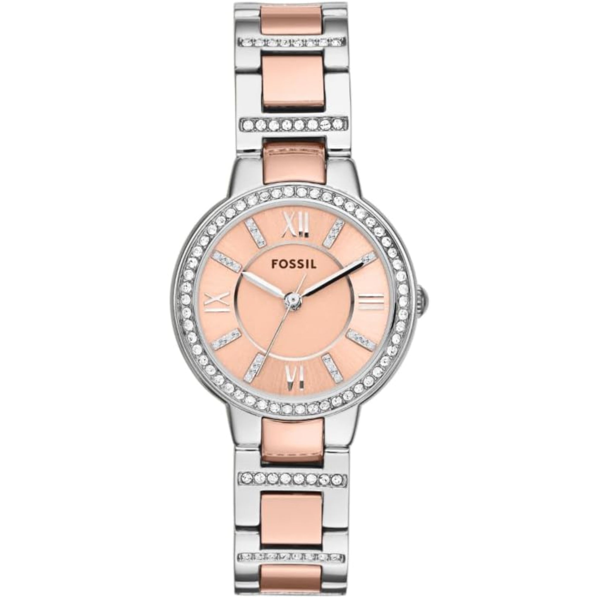 Fossil Virginia Two-Tone Stainless Steel Rose Gold Dial Women's Watch ES3405