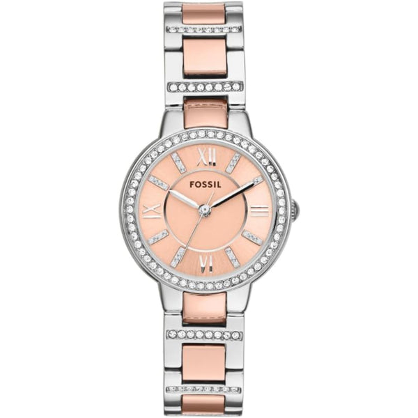 Fossil Virginia Two-Tone Stainless Steel Rose Gold Dial Women's Watch ES3405