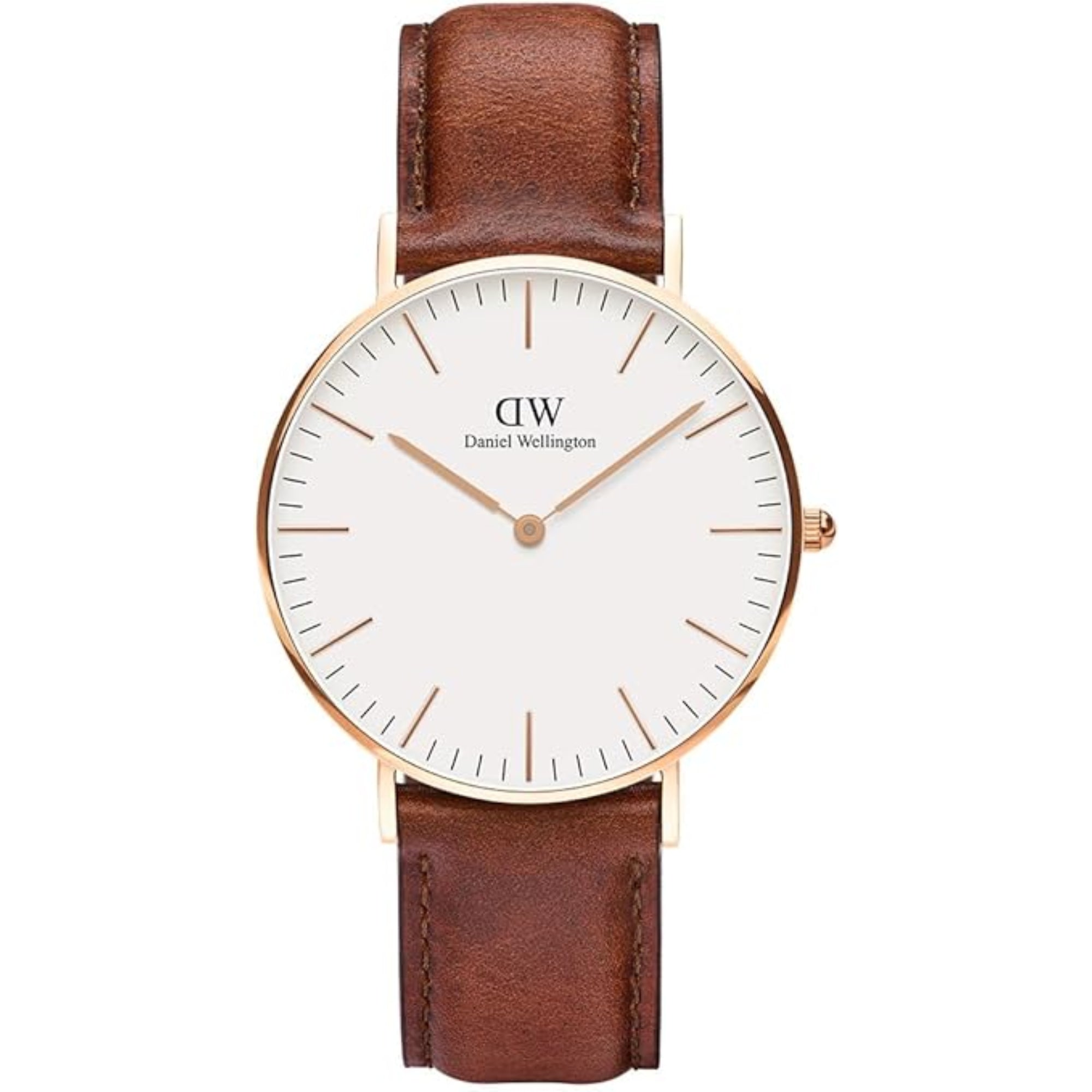 Daniel Wellington Classic St Mawes Rose Gold White Dial Leather Strap Unisex Watch DW00100035