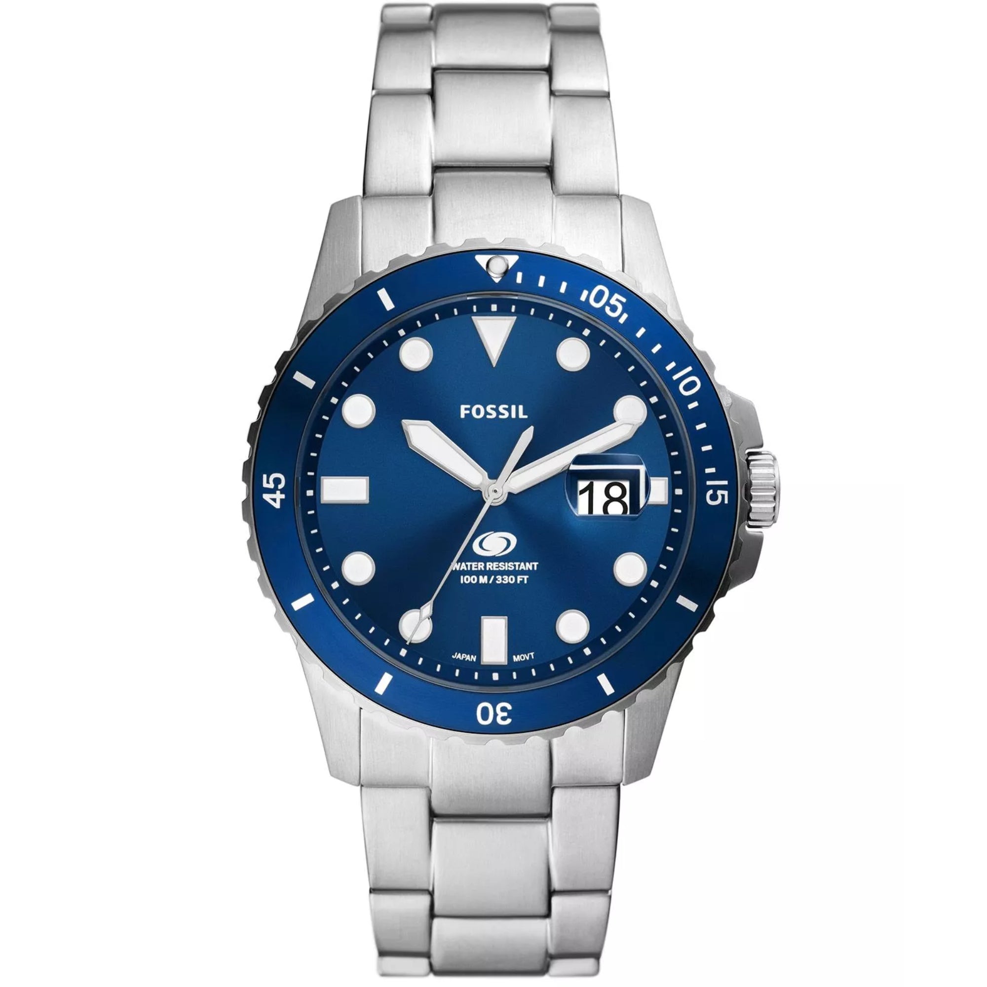 Fossil Blue Dive Three-Hand Date Stainless Steel Blue Dial Men’s Watch FS6029