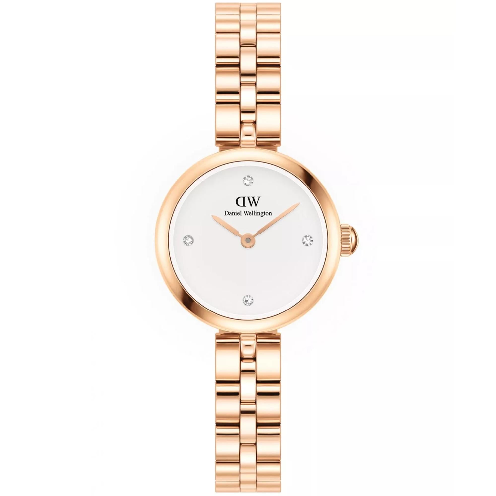 Daniel Wellington Elan Lumine Jewelry Rose Gold White Dial Stainless Steel Strap Women's Watch DW00100717