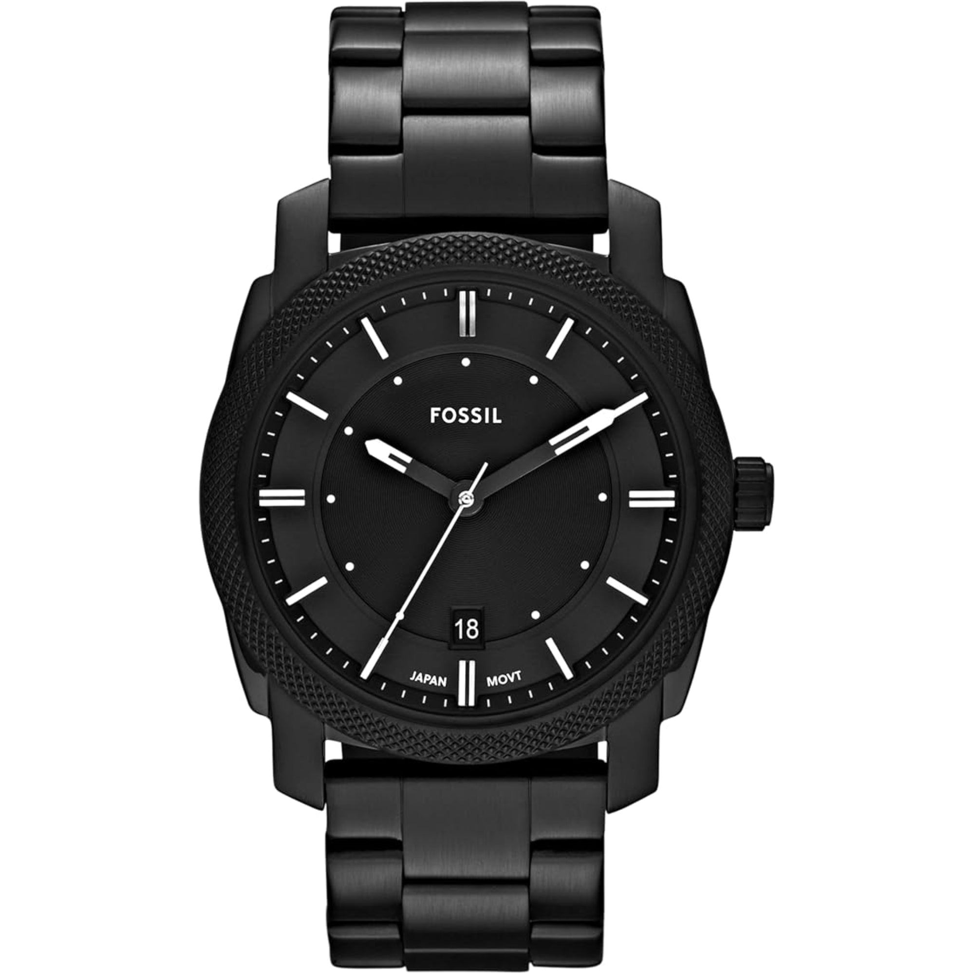 Fossil Machine Black Stainless Steel Bracelet Black Dial Men's Watch FS4775