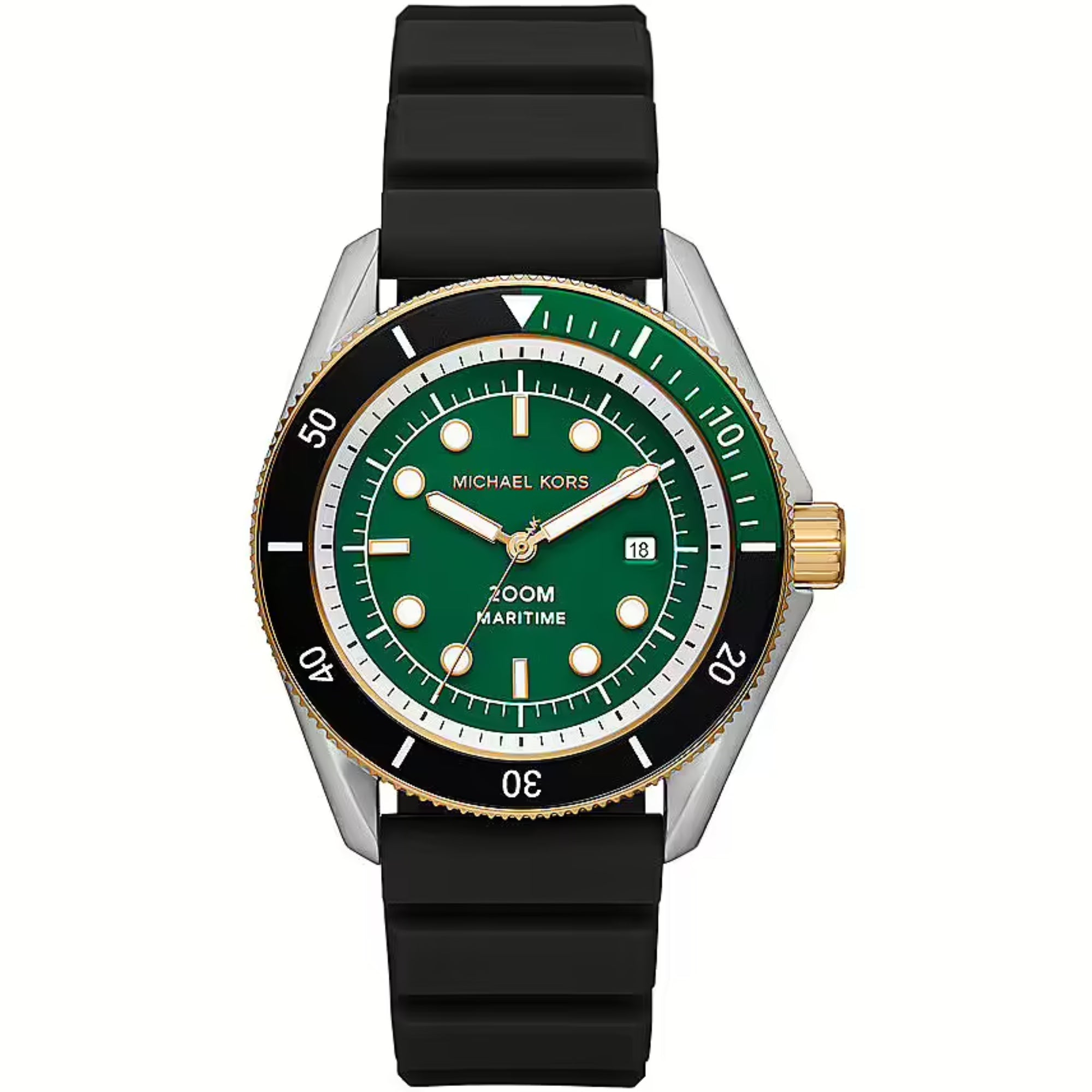 Michael Kors Maritime Green Dial Black Silicone Strap Men's Watch MK9158