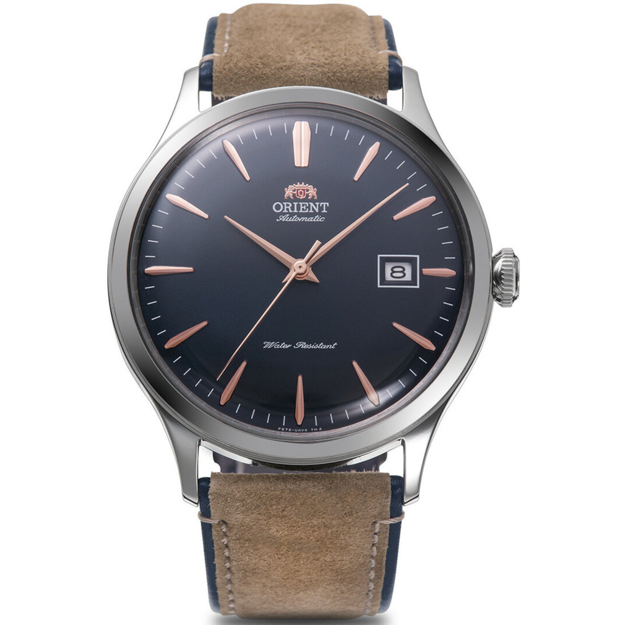 Orient Bambino Classic Vintage Style Automatic Navy Dial Leather Strap Men’s Dress Watch RA-AC0P02L30B