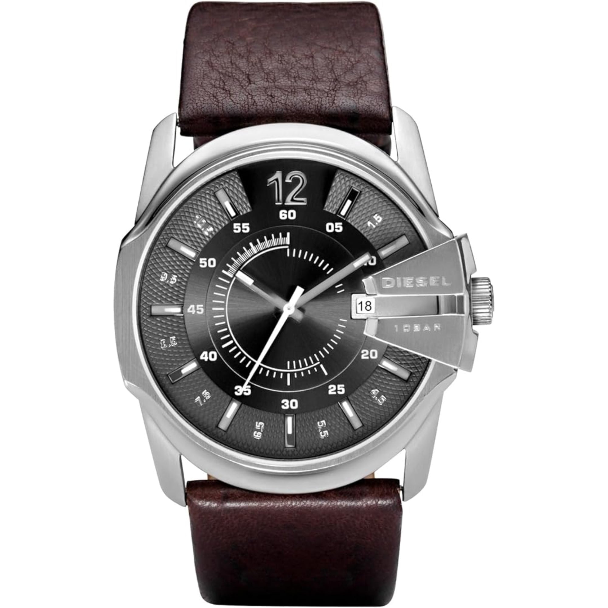 Diesel Master Chief Brown Leather Strap Black Dial Men's Watch DZ1206