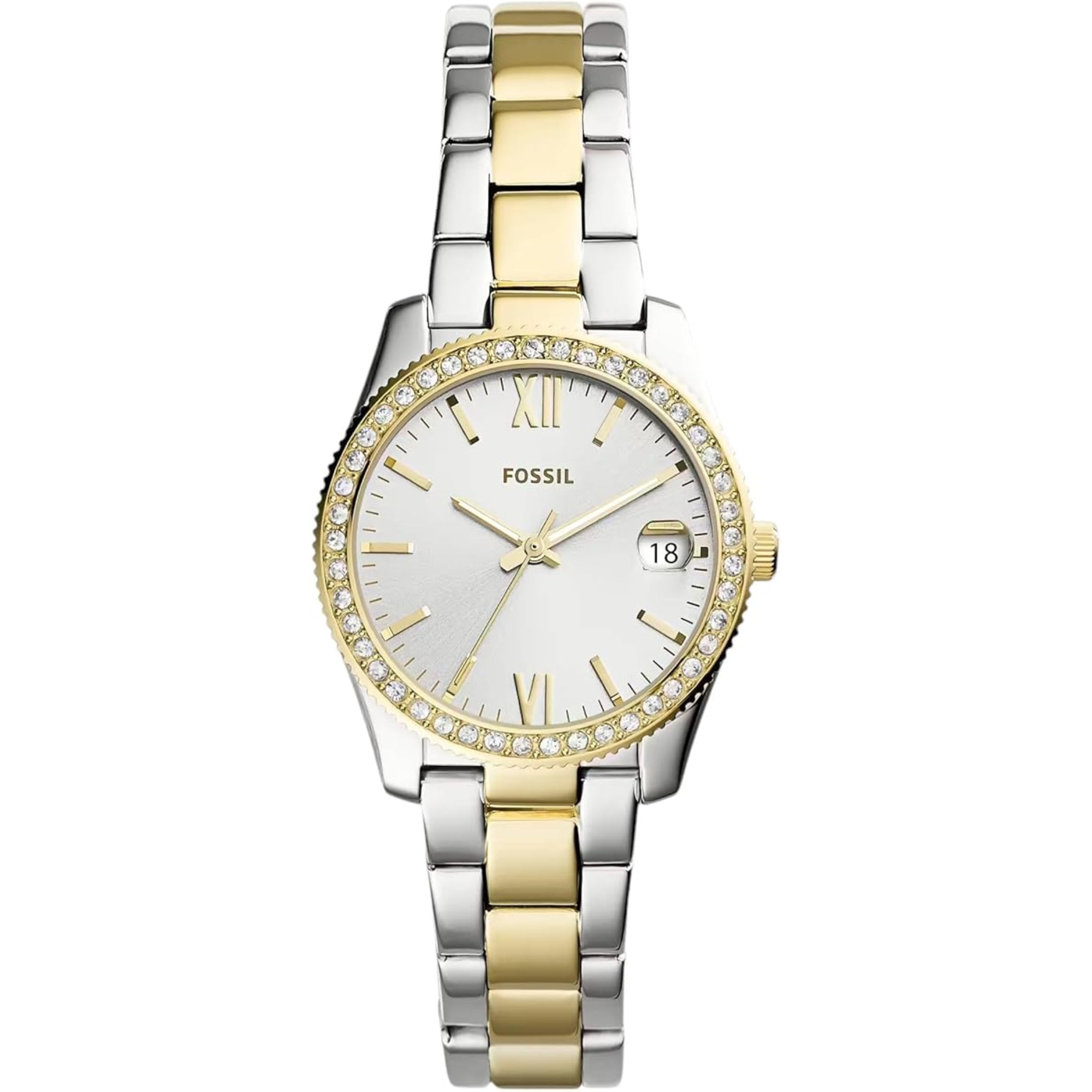Fossil Scarlette Mini Two-Tone Stainless Steel Bracelet Gold Dial Women's Watch ES4319