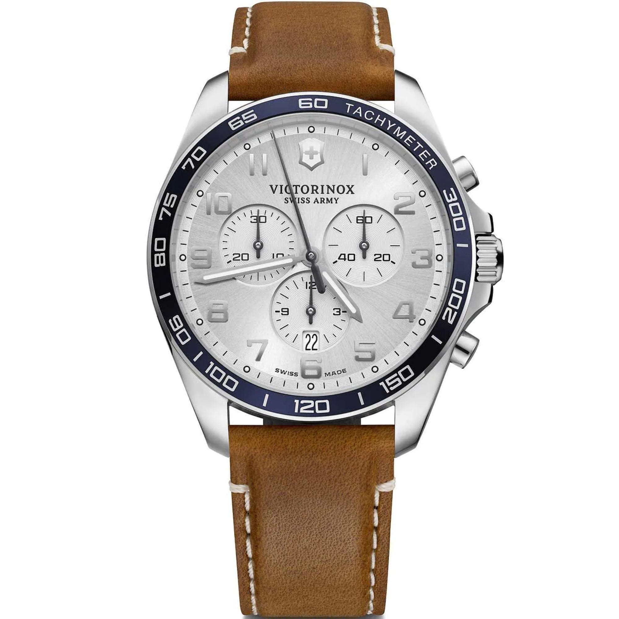 Victorinox FieldForce Chronograph Quartz Silver Dial Leather Strap Men's Watch 241900