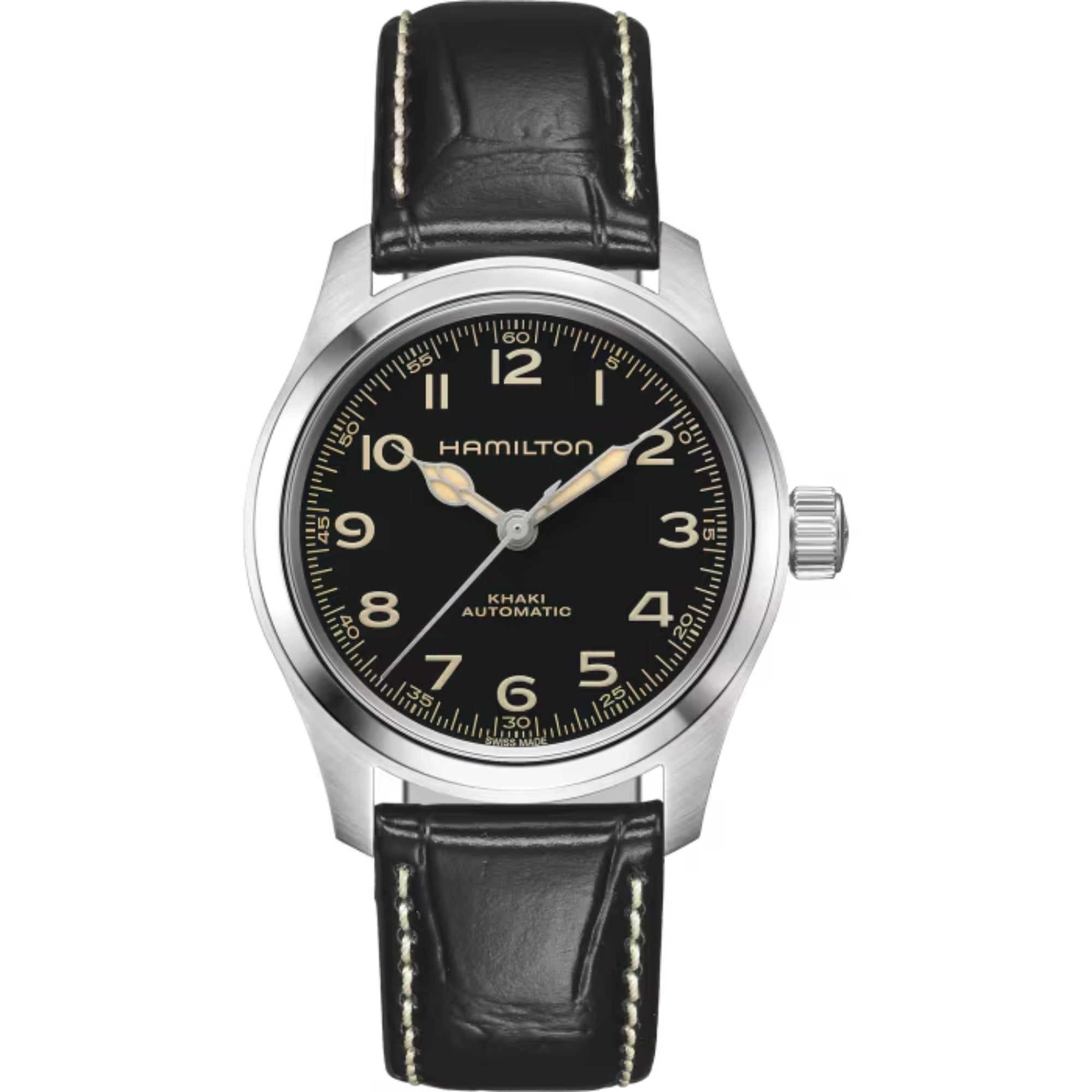 Hamilton Khaki Field Murph Black Dial Black Leather Strap Men's Watch H70405730