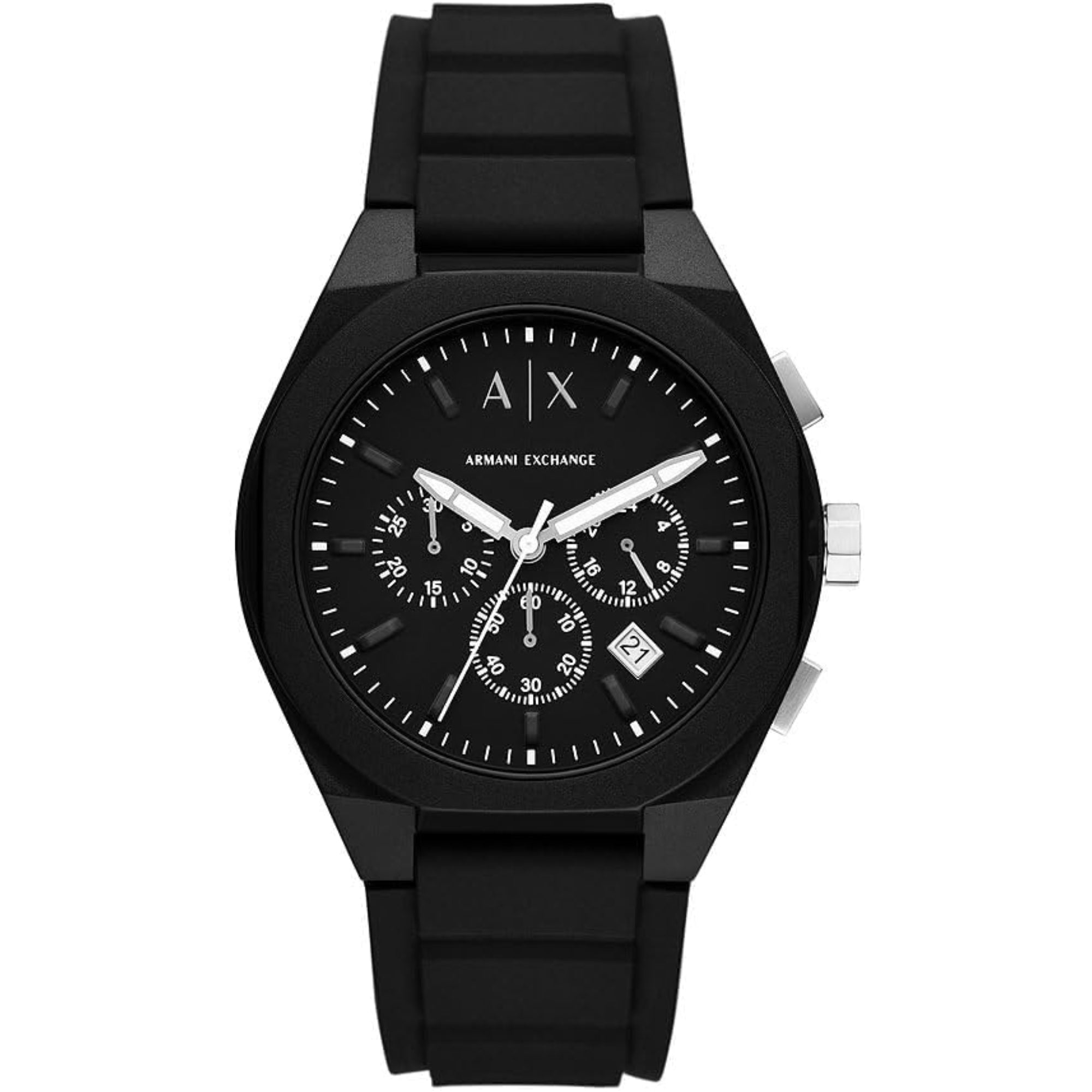 Armani Exchange Chronograph Black Silicone Strap Black Dial Men’s Watch AX4161