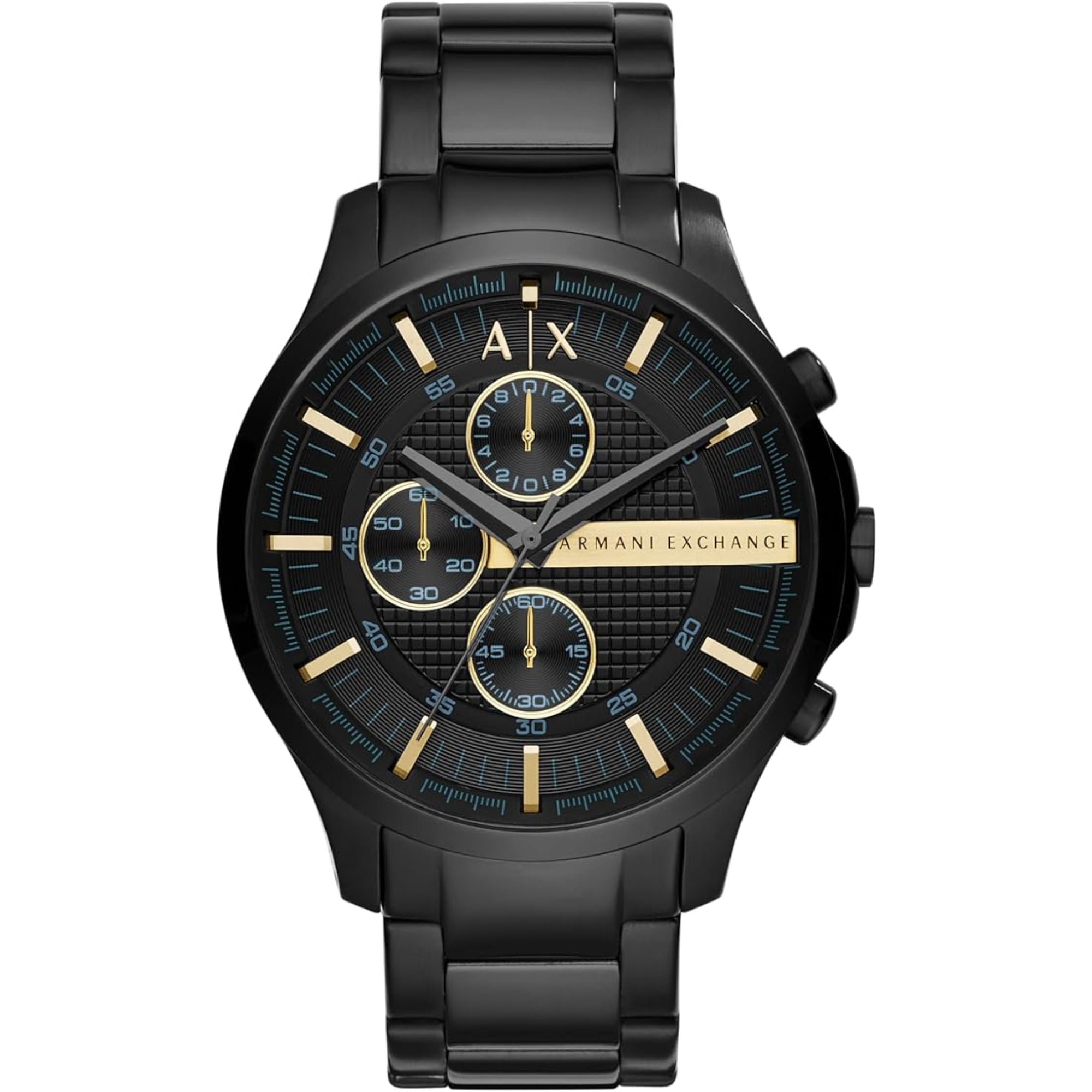 Armani Exchange Hampton 46mm Chronograph Black Dial Steel Mens Quartz Watch AX2164