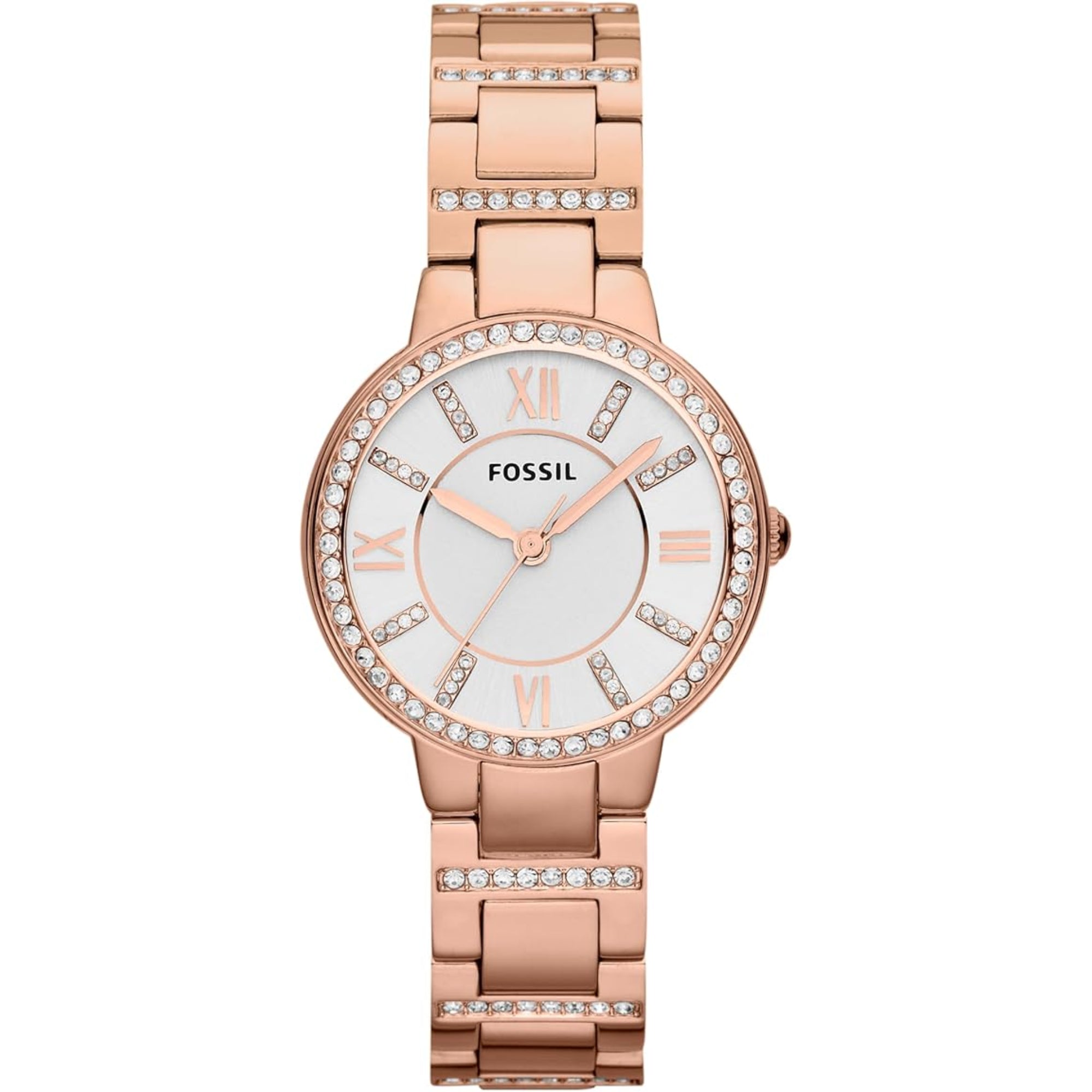 Fossil Virginia Rose-Tone Stainless Steel Strap Silver Dial Women’s Watch ES3284
