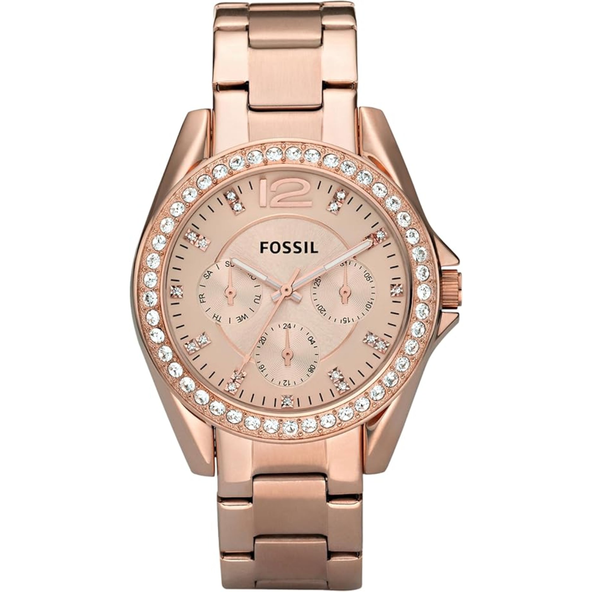 Fossil Riley Multifunction Rose Gold-Tone Stainless Steel Strap Rose Gold Dial Women’s Watch ES2811