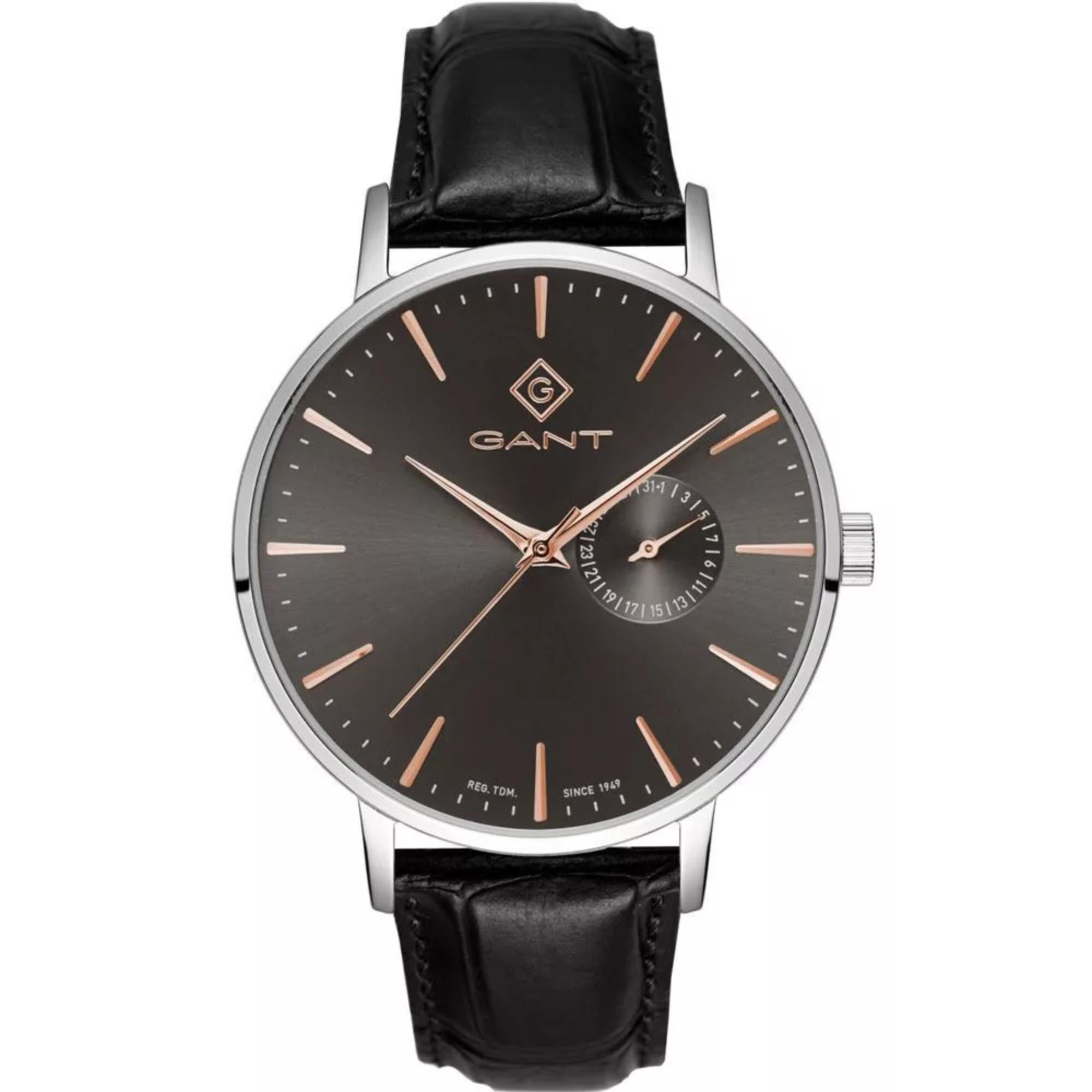 Gant Park Hill III Quartz Grey Dial Black Leather Strap Men's Watch G105012