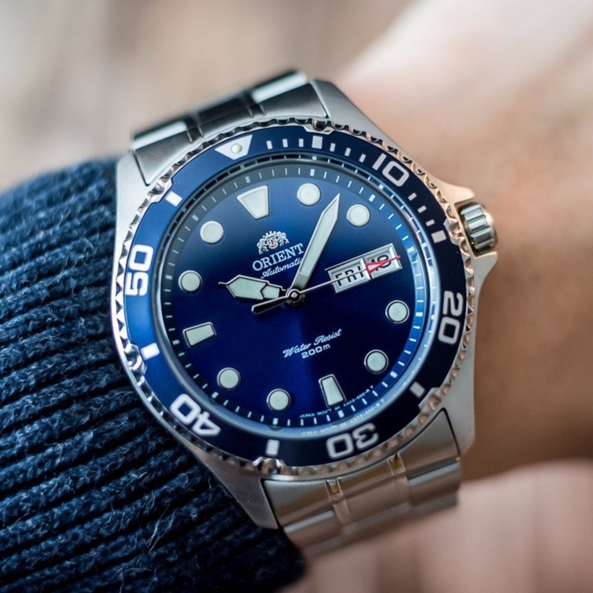 Orient Ray II Automatic Blue Dial Steel Strap Men's Dive Watch TAA02005D9