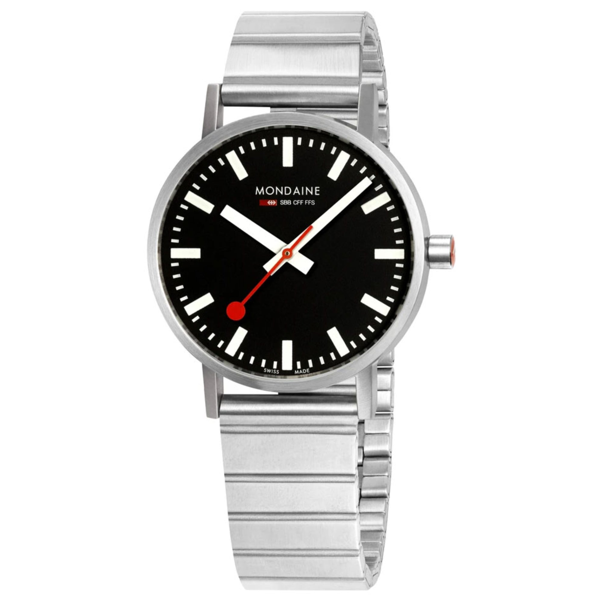 Mondaine Classic Quartz Black Dial Stainless Steel Bracelet Ladies Watch A660.30314.16SBW