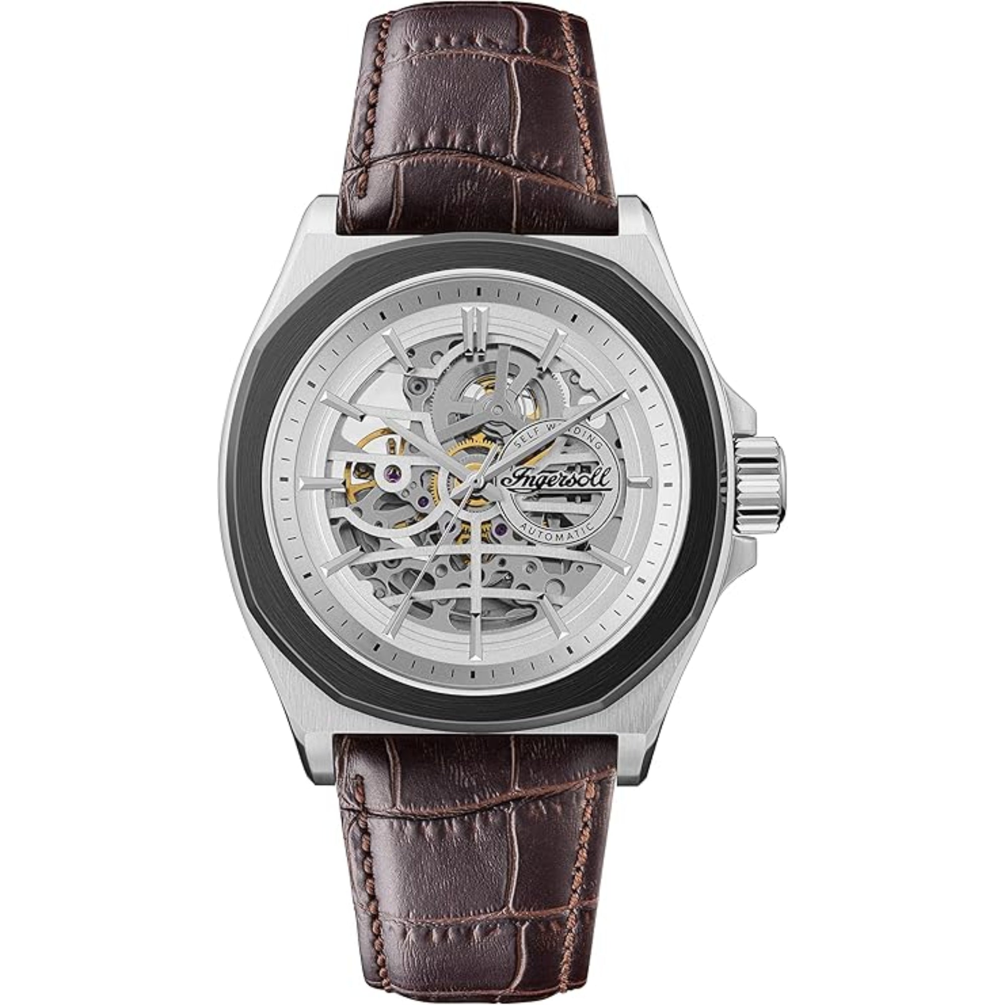 Ingersoll 1892 The Orville Automatic White Dial Dark Brown Leather Strap Men's Watch I09307