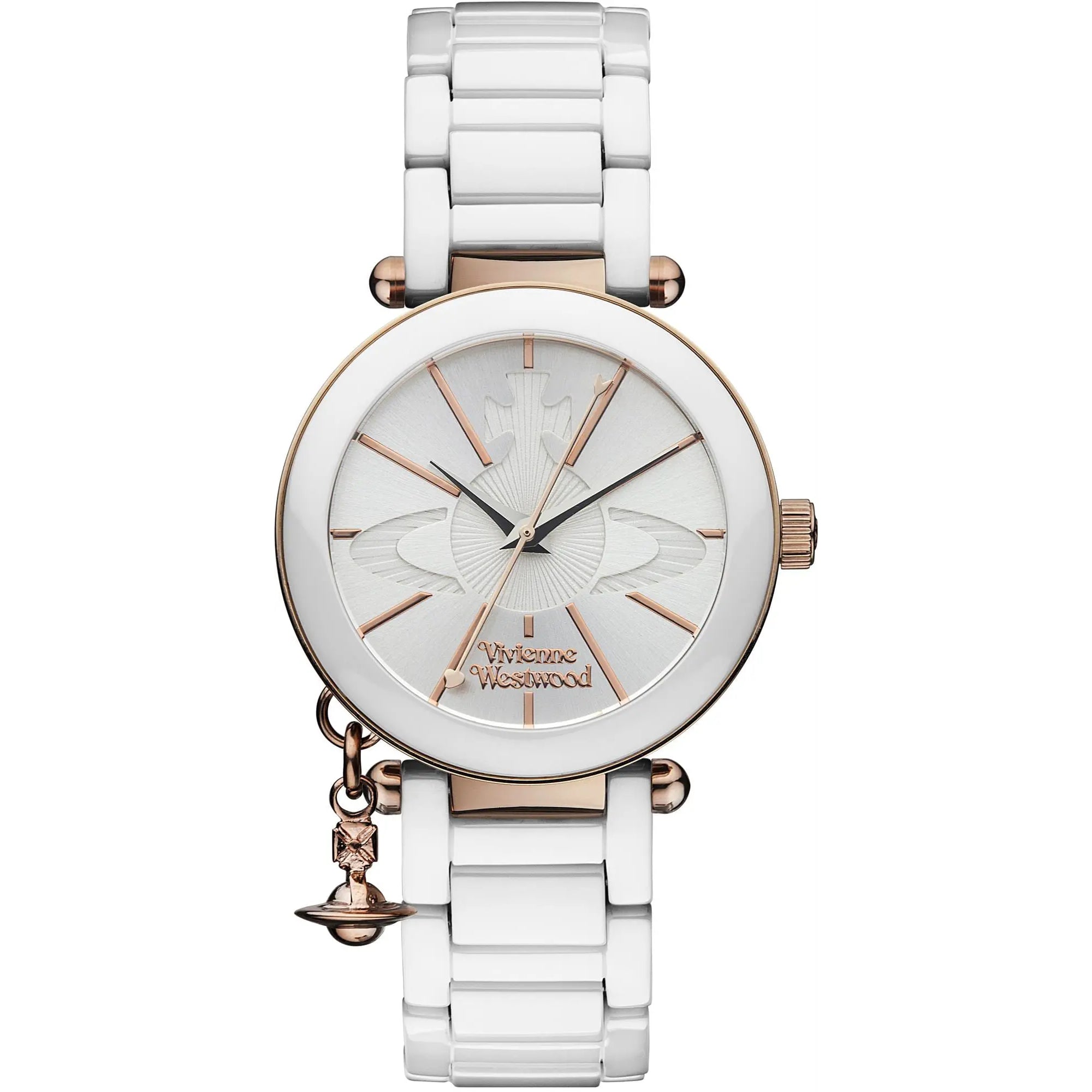 Vivienne Westwood Kensington White Rose Gold Ceramic Ladies’ Watch VV067RSWH - WatchNation