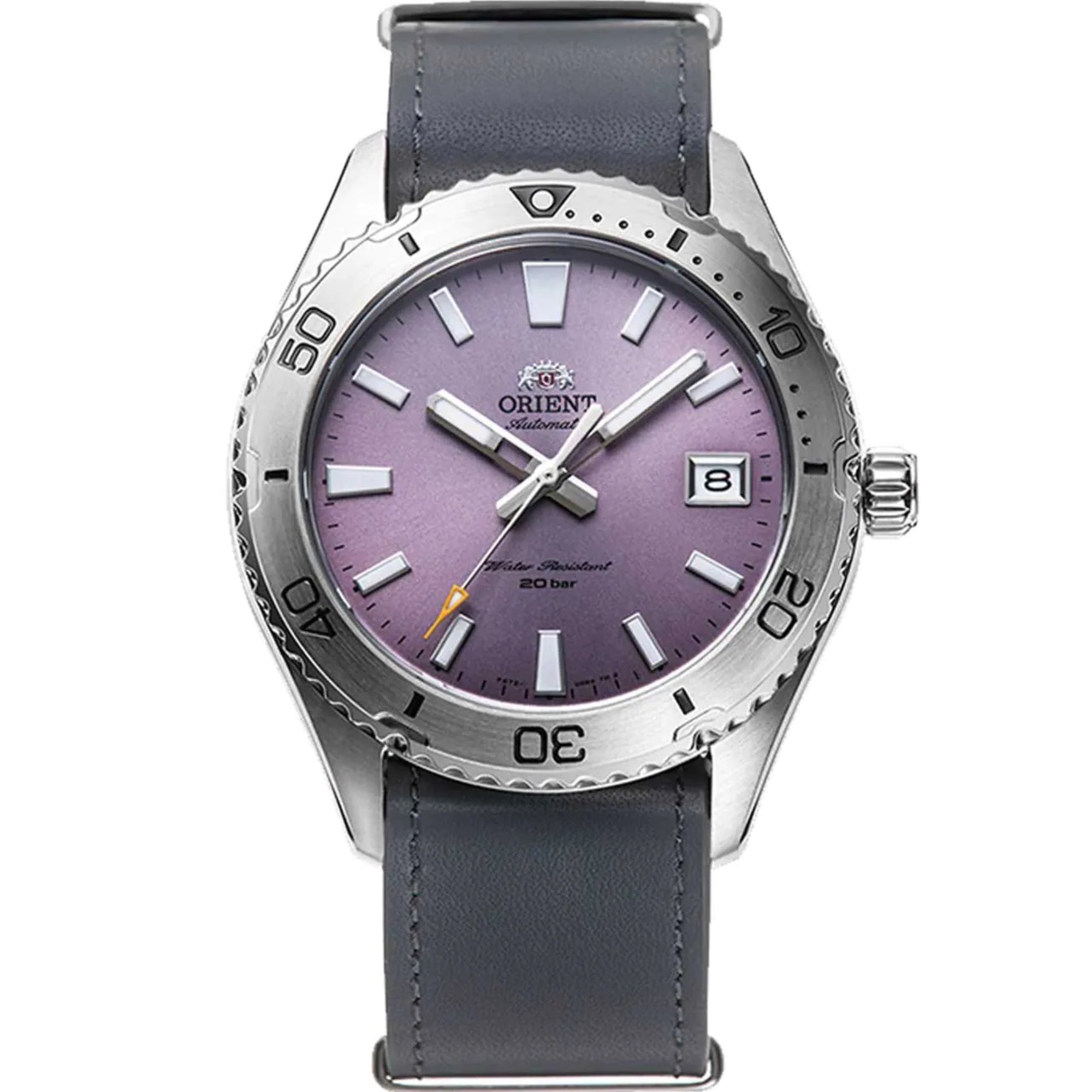 Orient Mako Automatic Purple Dial Leather Strap Men’s Dive Watch RA-AC0Q07V30B