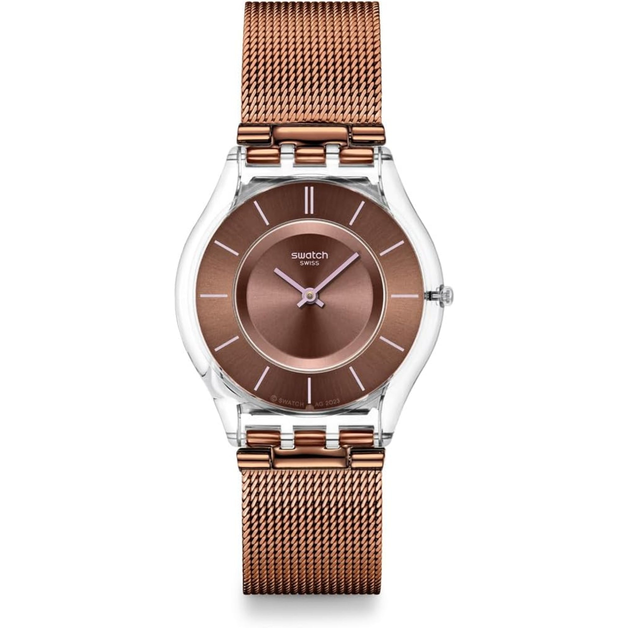 Swatch MOCHA IN MIND Quartz Brown Dial Stainless Steel Mesh Strap Men’s Watch SS08K121M