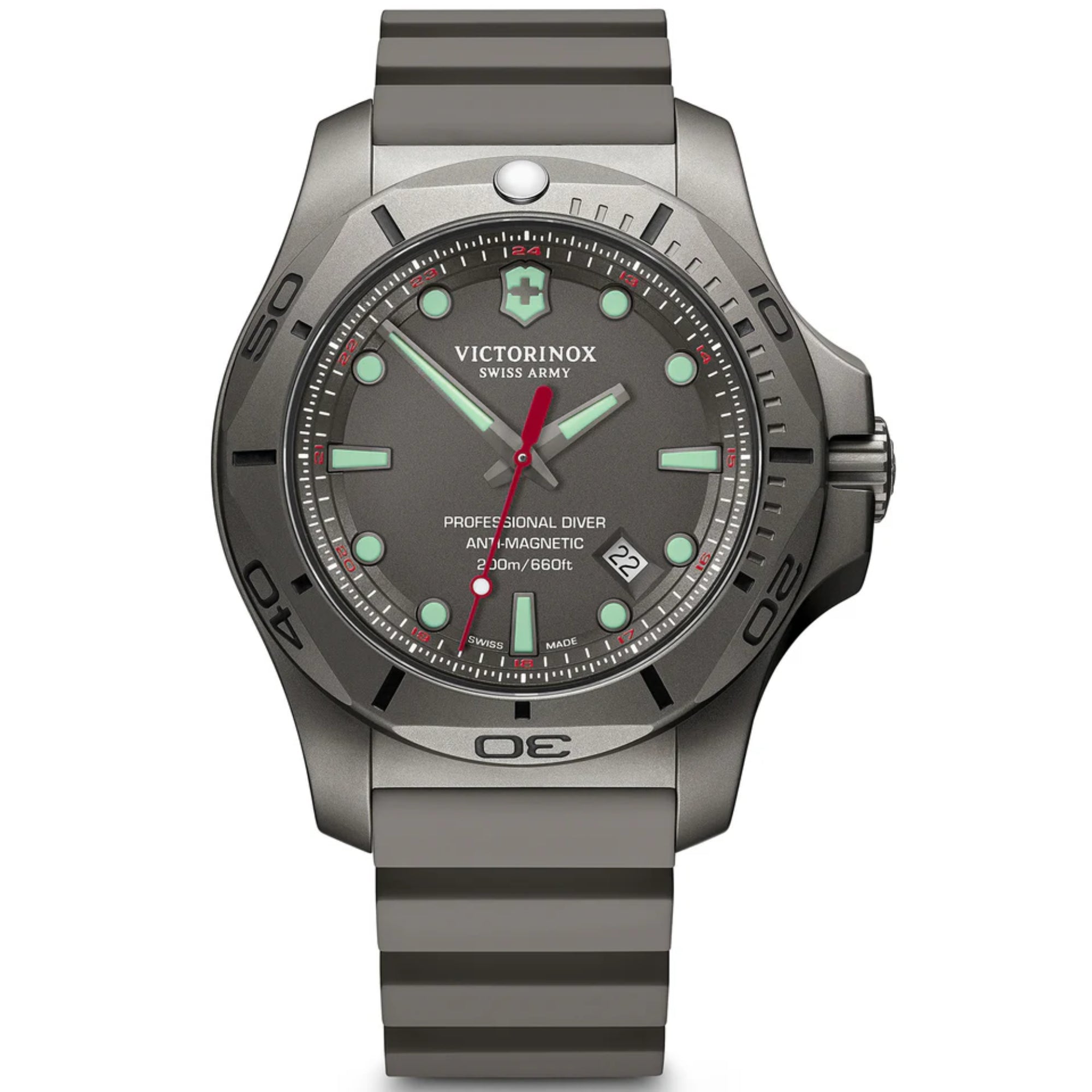 Victorinox I.N.O.X Professional Diver Quartz Grey Dial Grey Rubber Strap Men's Watch 241810