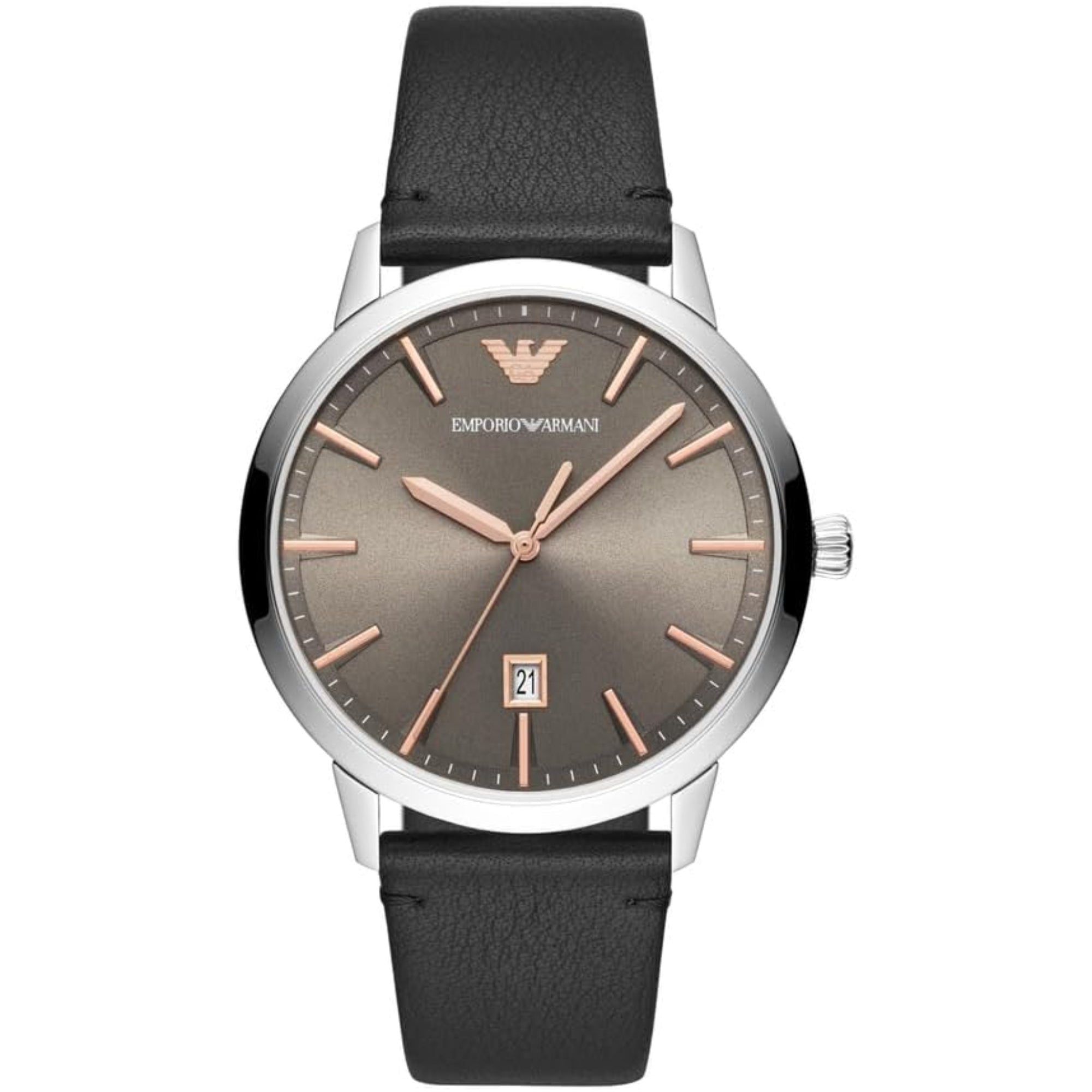 Emporio Armani Ruggero Quartz Grey Dial Leather Strap Men's Watch AR11277
