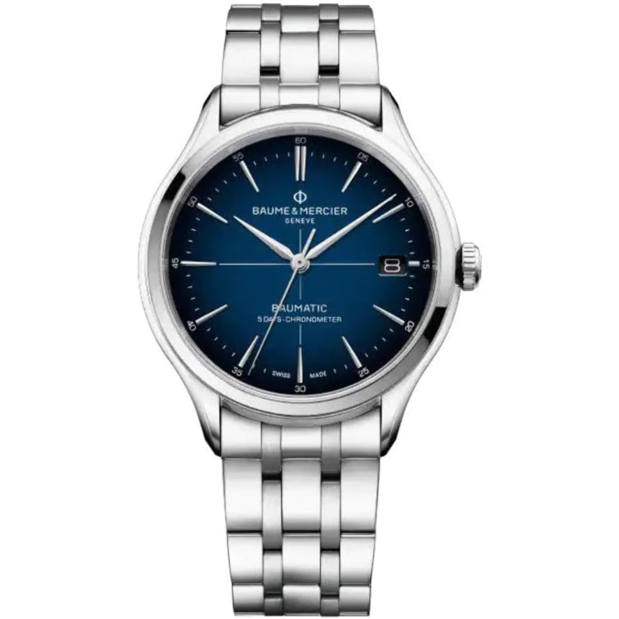 Baume & Mercier Clifton Baumatic Automatic Blue Dial Stainless Steel Bracelet Men’s Watch BM0A10468