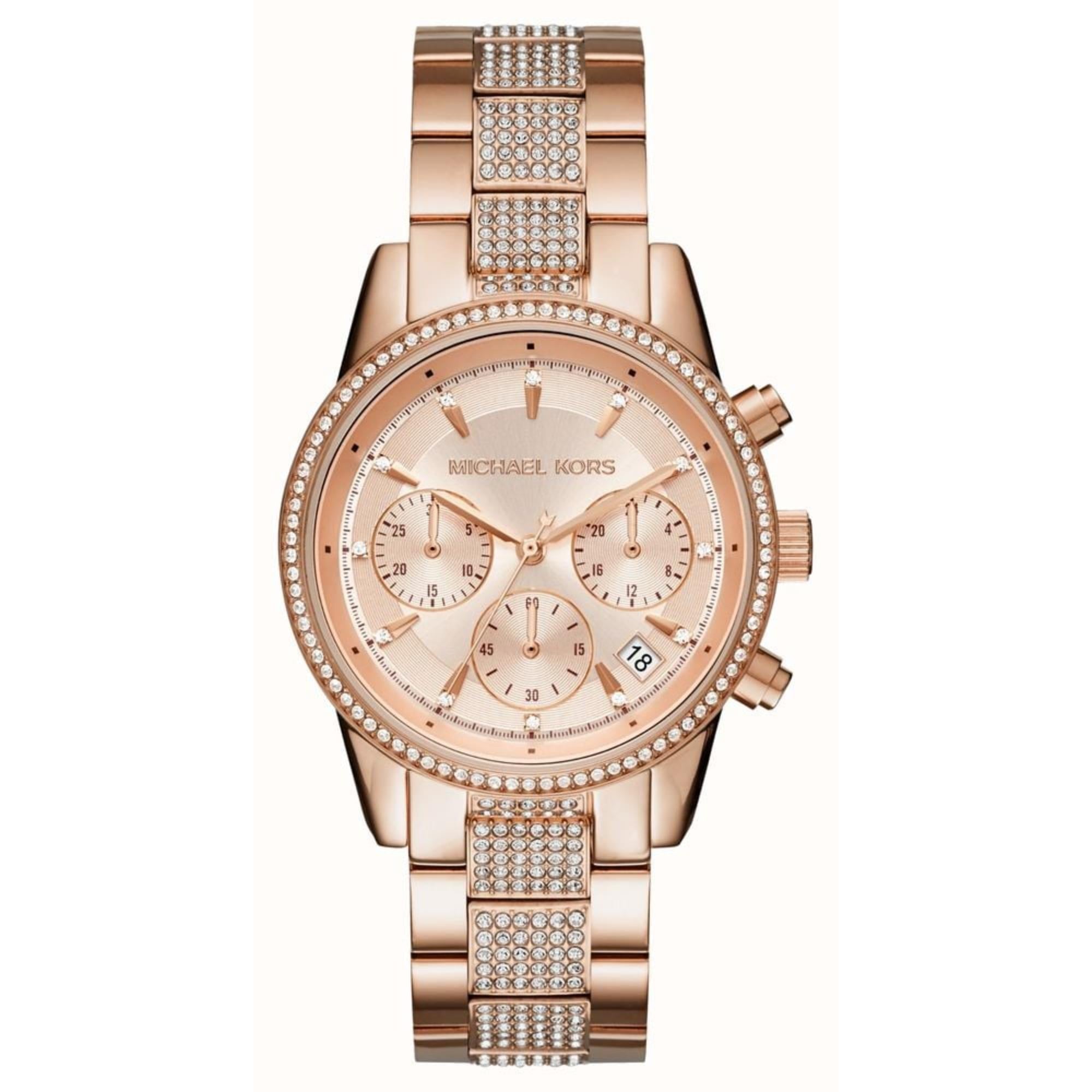 Michael Kors Bryant Chronograph Rose Gold-Tone Stainless Steel Rose Gold Dial Women's Watch MK6485