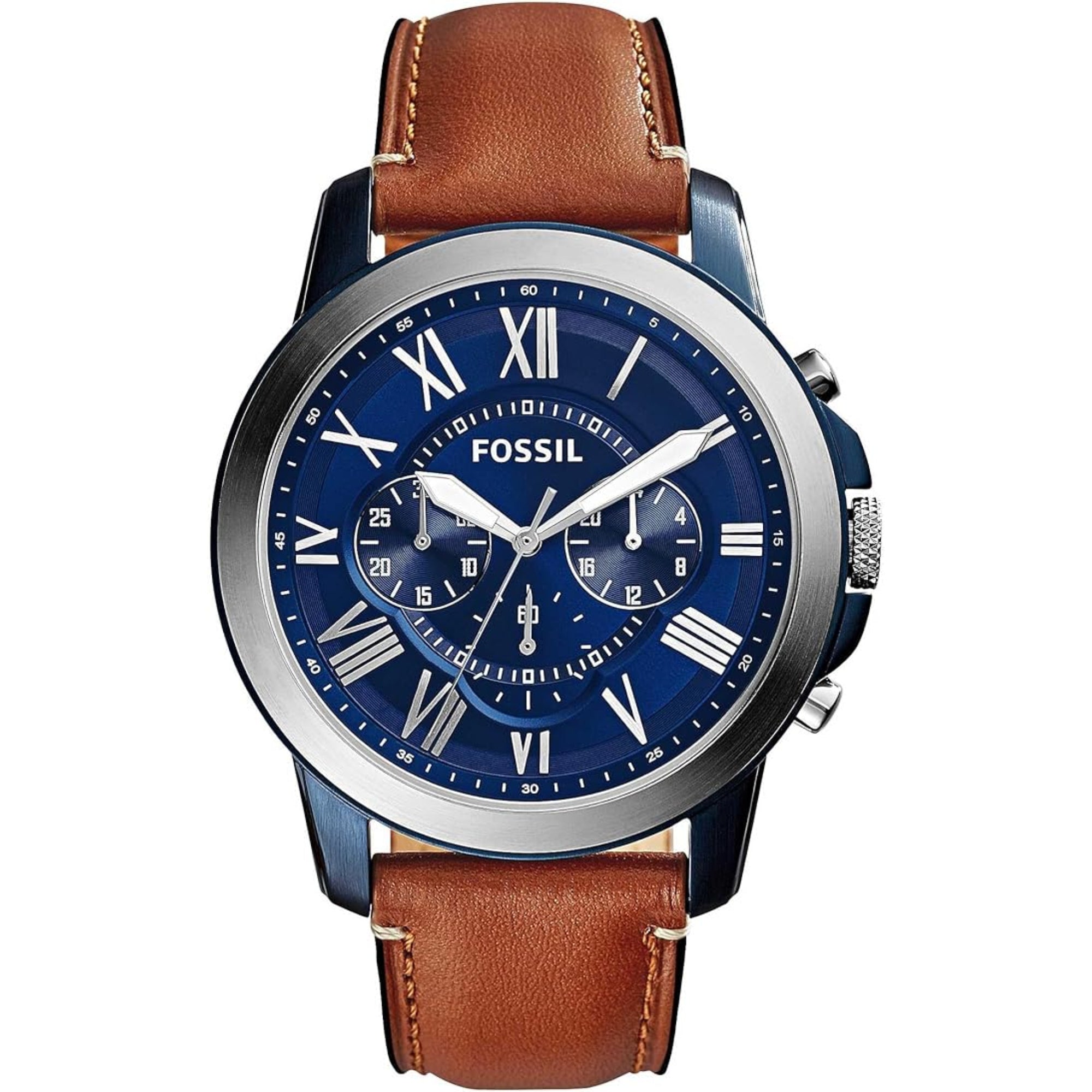 Fossil Grant Chronograph Light Brown Leather Blue Dial Men’s Watch FS5151