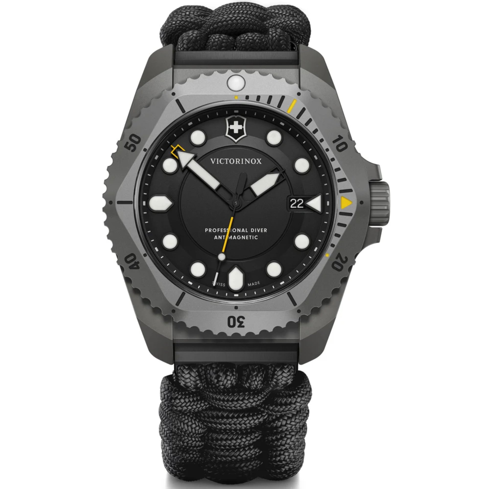 Victorinox Dive Pro Quartz Black Dial Black Paracord Strap Men’s Watch 241993.1