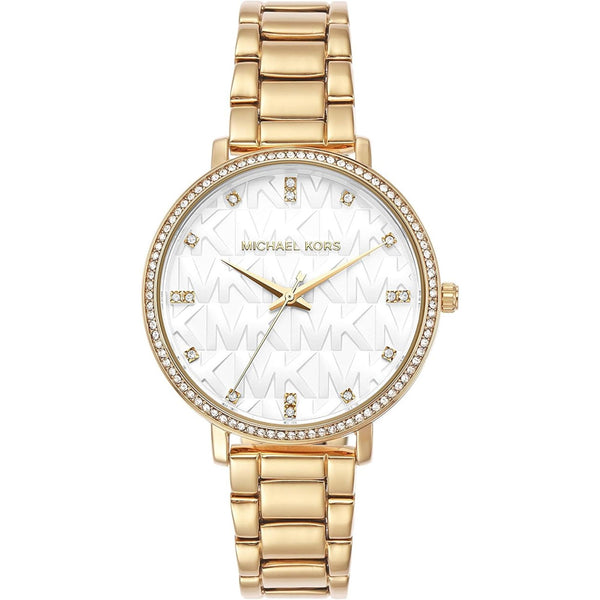 Michael Kors Pyper White Dial with Gold-Tone Stainless Steel Strap Ladies Watch MK4666