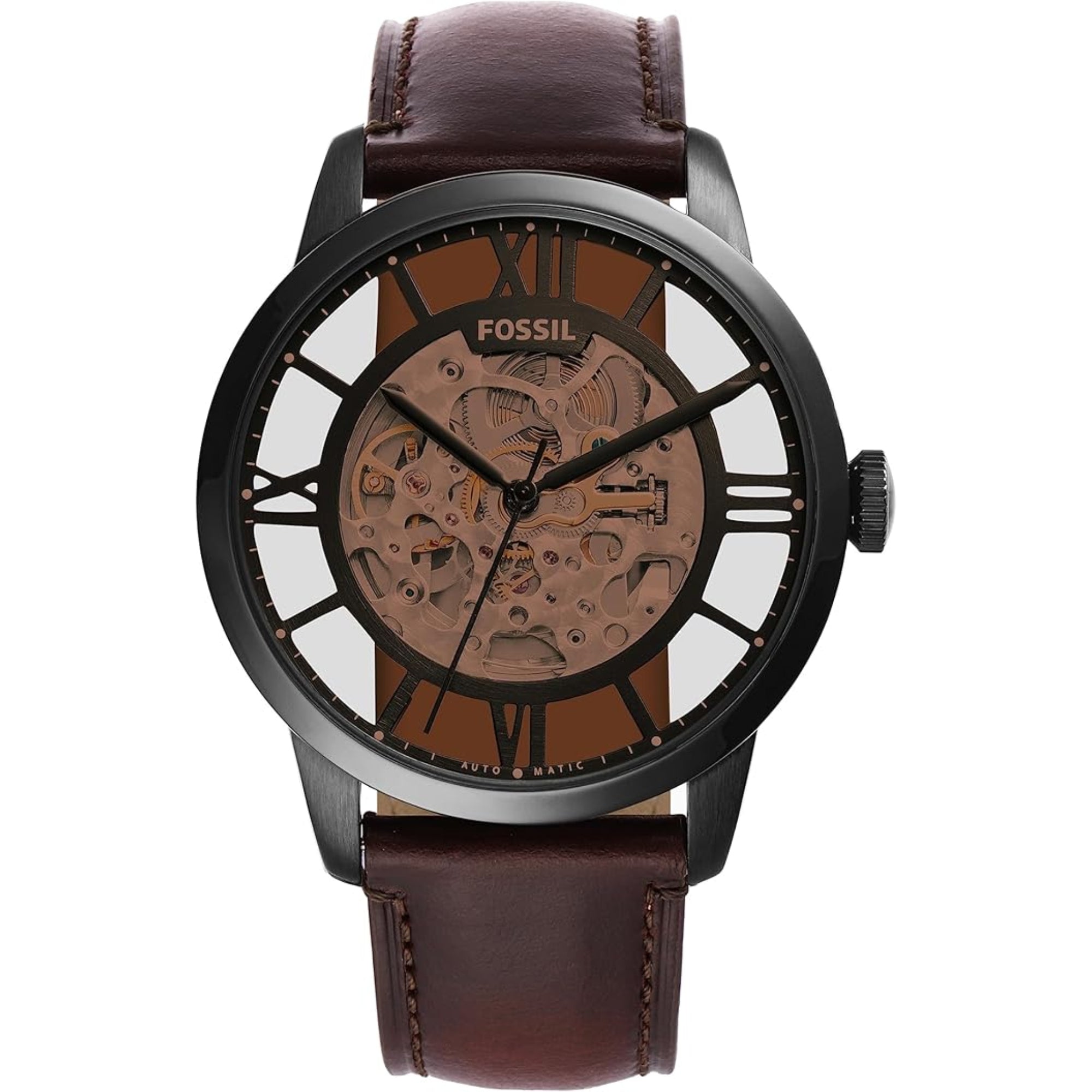 Fossil Townsman Automatic Dark Brown Leather Brown Dial Men's Watch ME3098