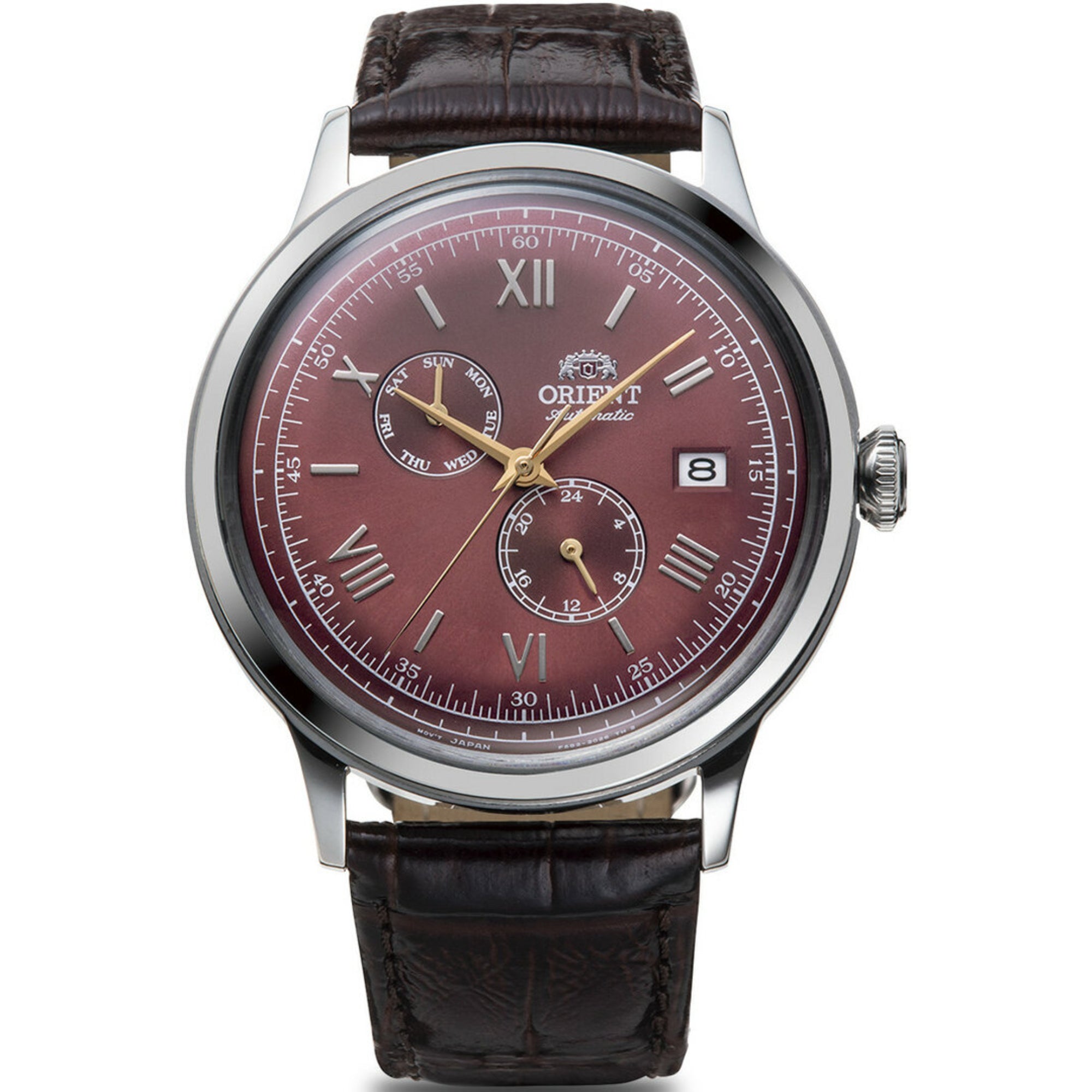 Orient Bambino Version 8 Automatic  with Leather Strap Red Dial Men’s Watch RA-AK0705R30B