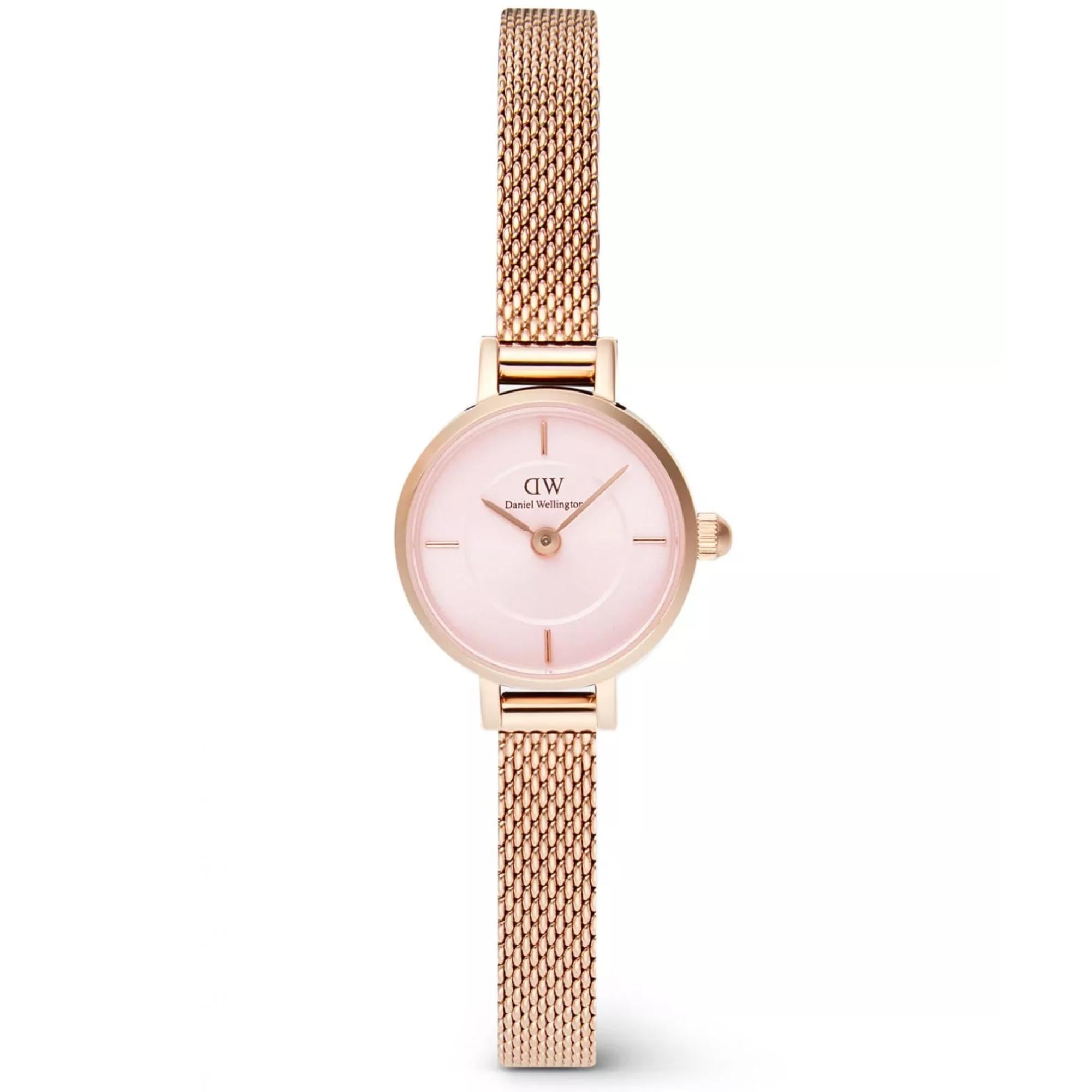 Daniel Wellington Petite Mini Melrose Pink Dial Stainless Steel Strap Women’s Watch DW00100743