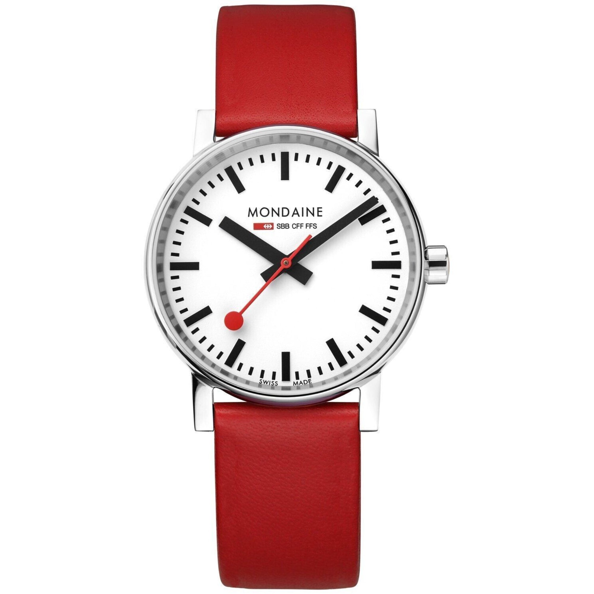 Mondaine EVO2 Quartz White Dial Red Vegan Grape Leather Strap Ladies Watch MSE.35110.LCV