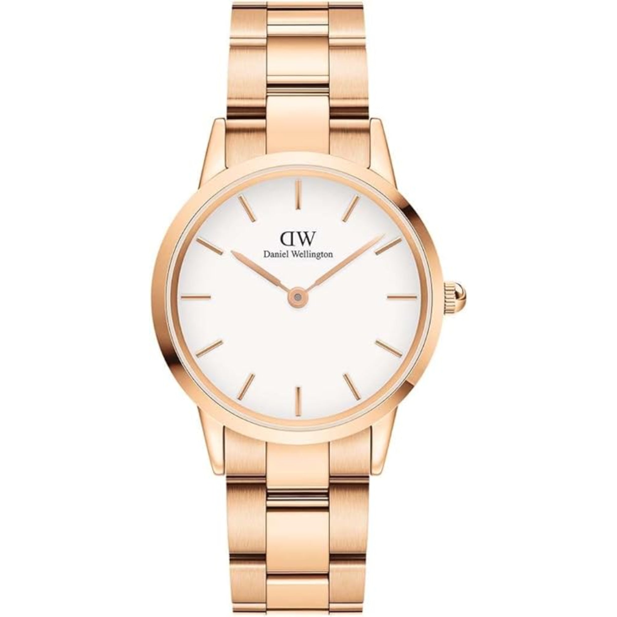 Daniel Wellington Iconic Link Rose Gold White Dial Stainless Steel Strap Women's Watch DW00100211