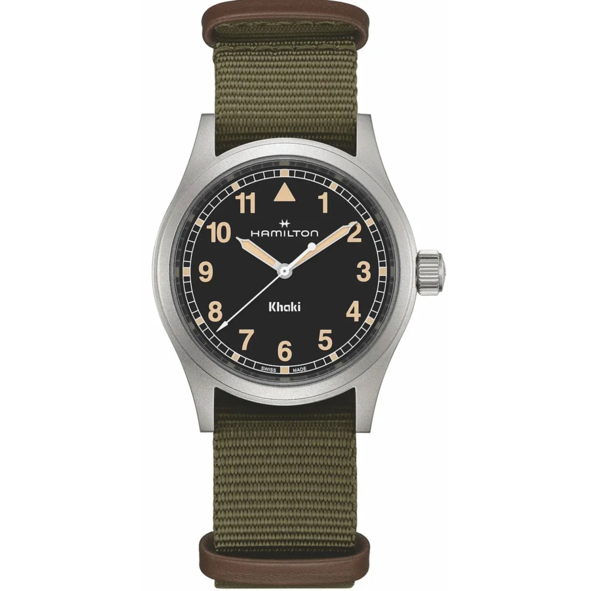 Hamilton Khaki Field Quartz Black Dial Green Textile Strap Unisex Watch H69401930