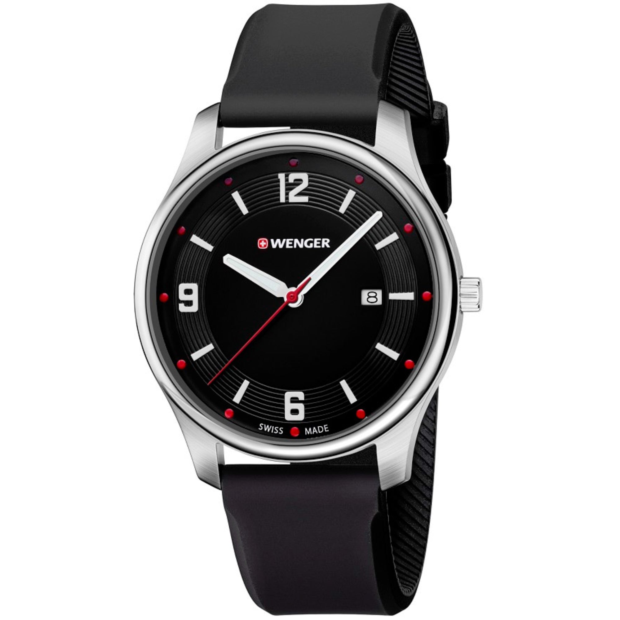 Wenger City Active Black Dial Black Silicone Strap Men's Watch 01.1441.109