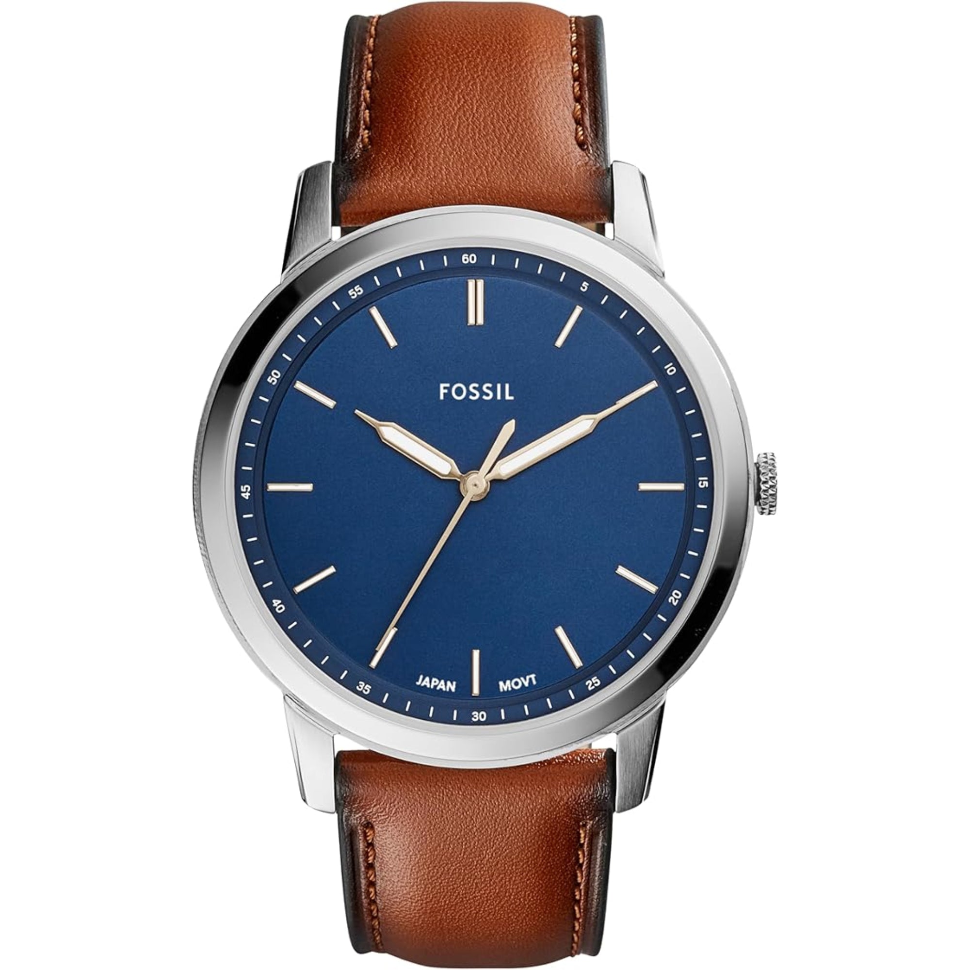Fossil The Minimalist Slim Light Brown Leather Blue Dial Men's Watch FS5304