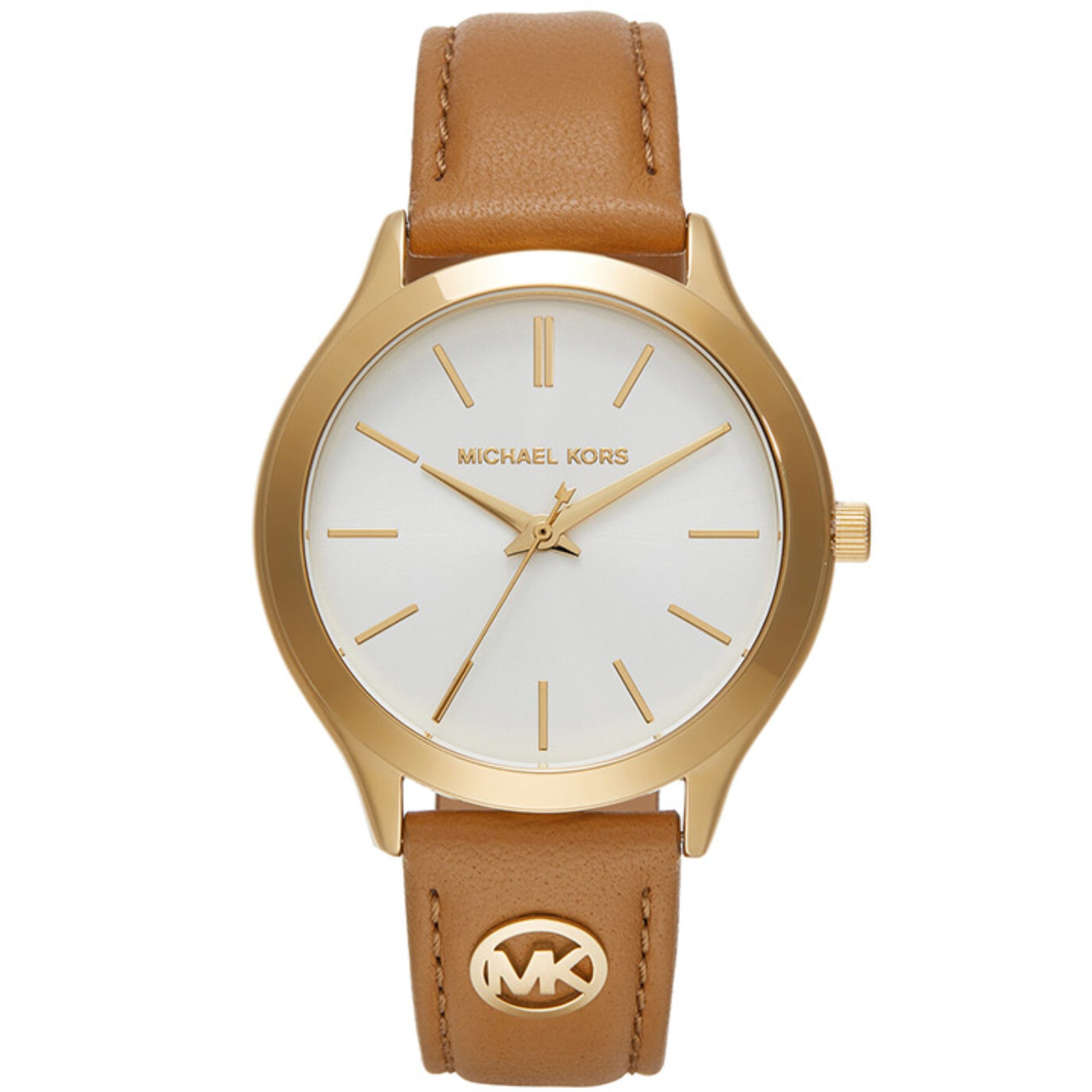 Michael Kors Slim Runway White Dial Brown Leather Strap Women's Watch MK7465