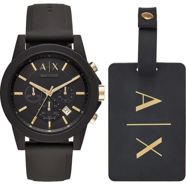 Armani Exchange Chronograph Black Dial Silicone Strap Men’s Watch AX7105