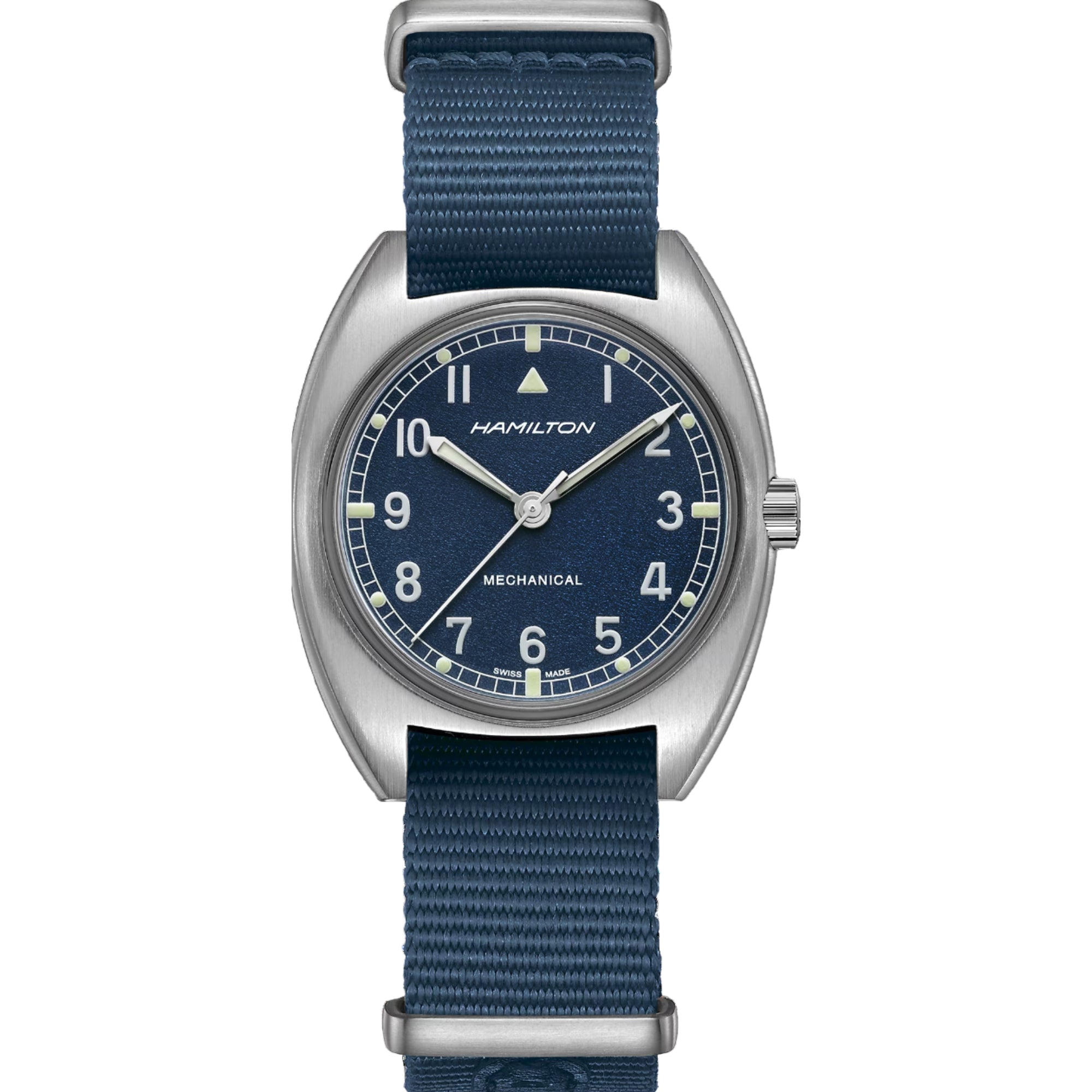 Hamilton Khaki Aviation Pilot Pioneer Mechanical Blue Dial Blue Nato Strap Unisex Watch H76419941