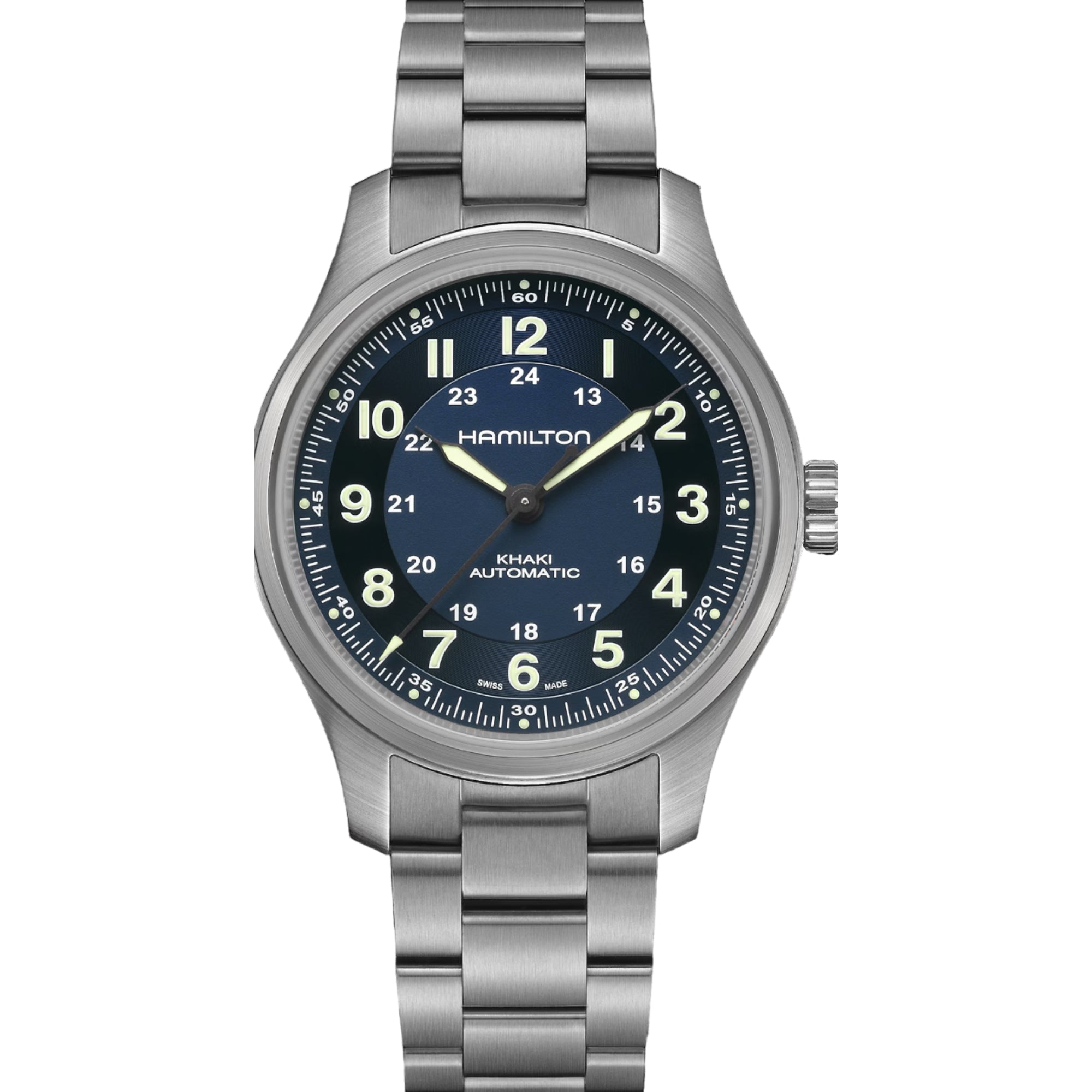 Hamilton Khaki Field Titanium Automatic Blue Dial Titanium Bracelet Men's Watch H70545140