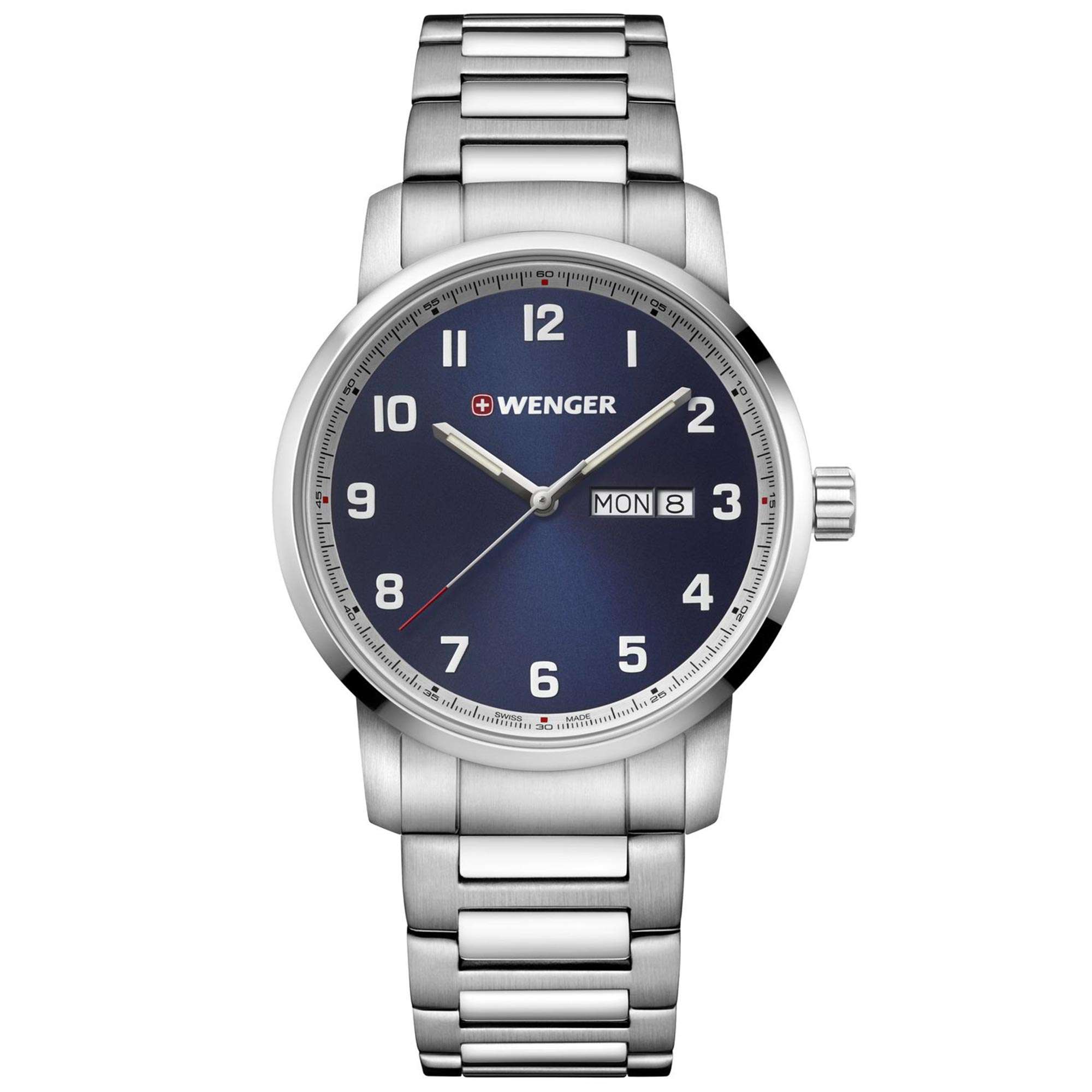 Wenger Attitude Heritage Quartz Blue Dial Black Stainless Steel Bracelet Men's Watch 01.1541.121