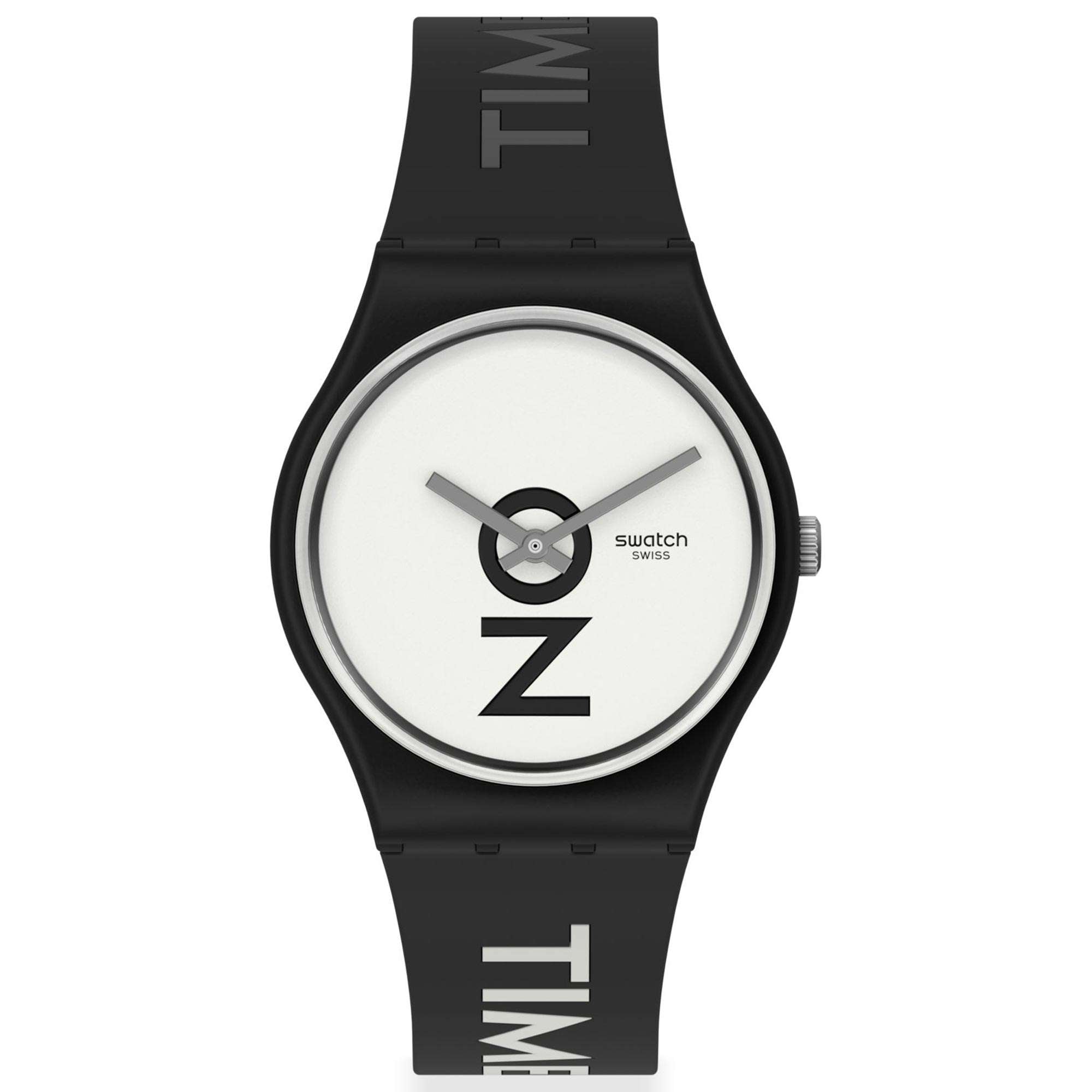 Swatch Always There Quartz White Dial Black Silicone Strap Watch GB328