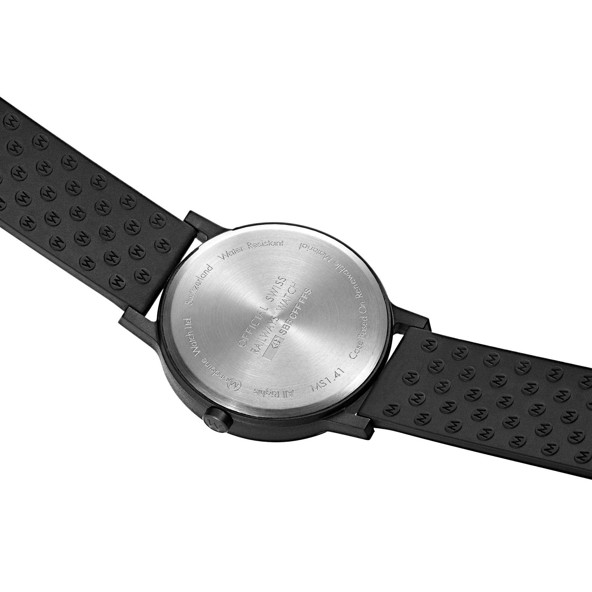 Mondaine Essence Black Rubber Strap White Dial Men's Watch ms1.41110.rb