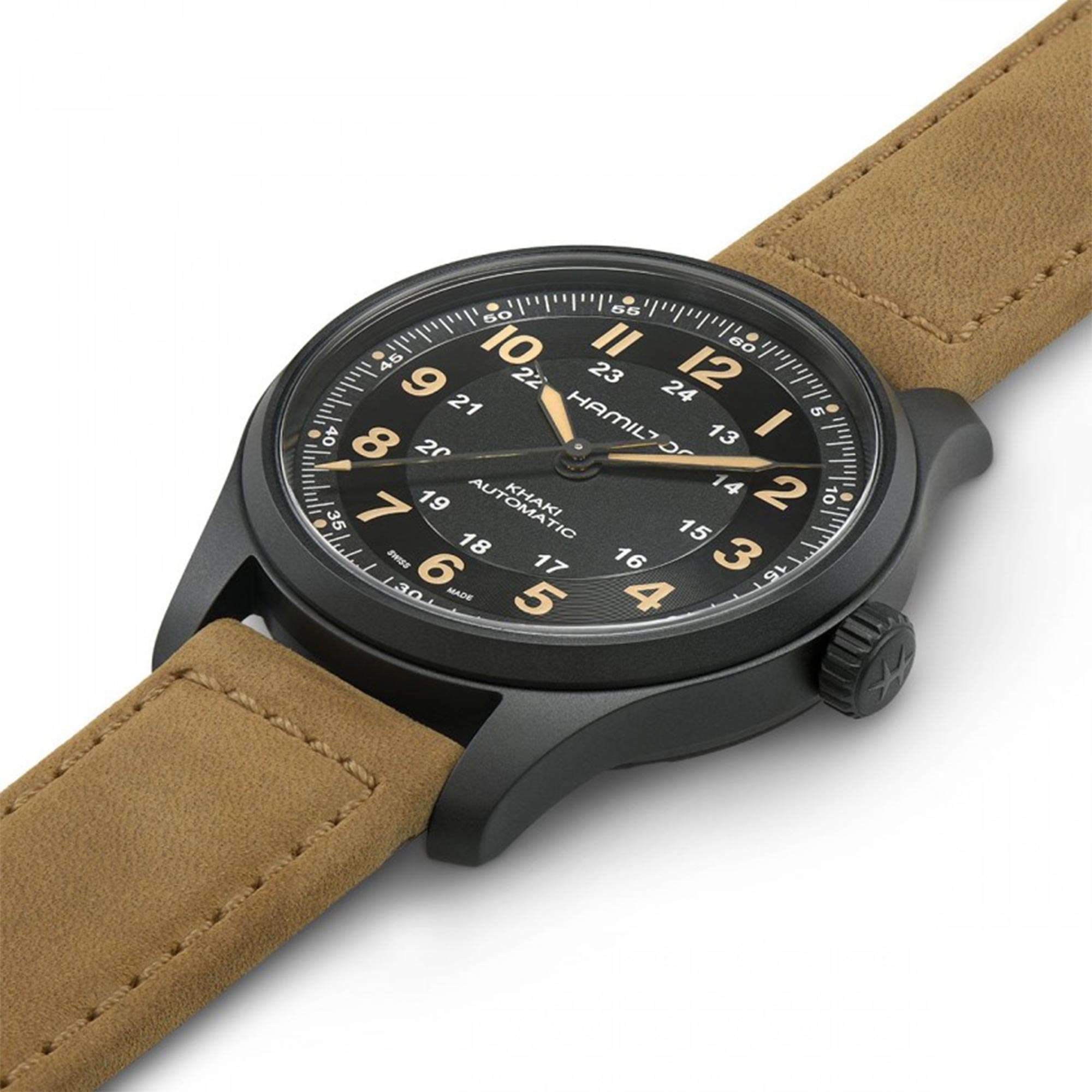Hamilton Khaki Field H70665533 luminous triangular indices and dial layout close-up