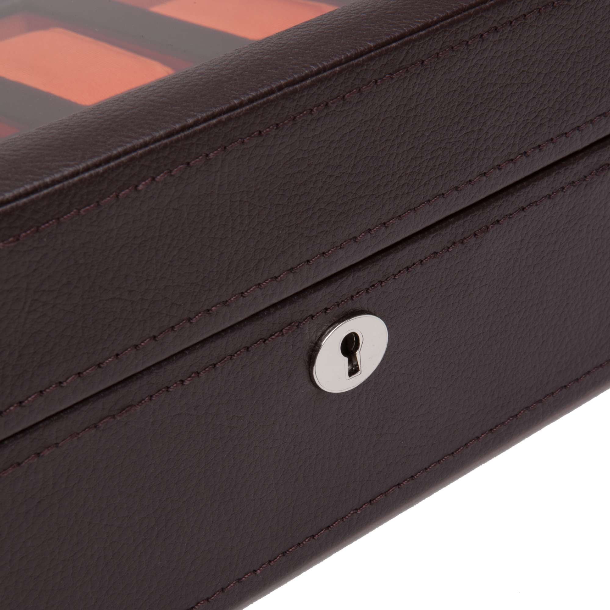 WOLF Windsor Brown/Orange 10-Piece Watch Storage Box 458406