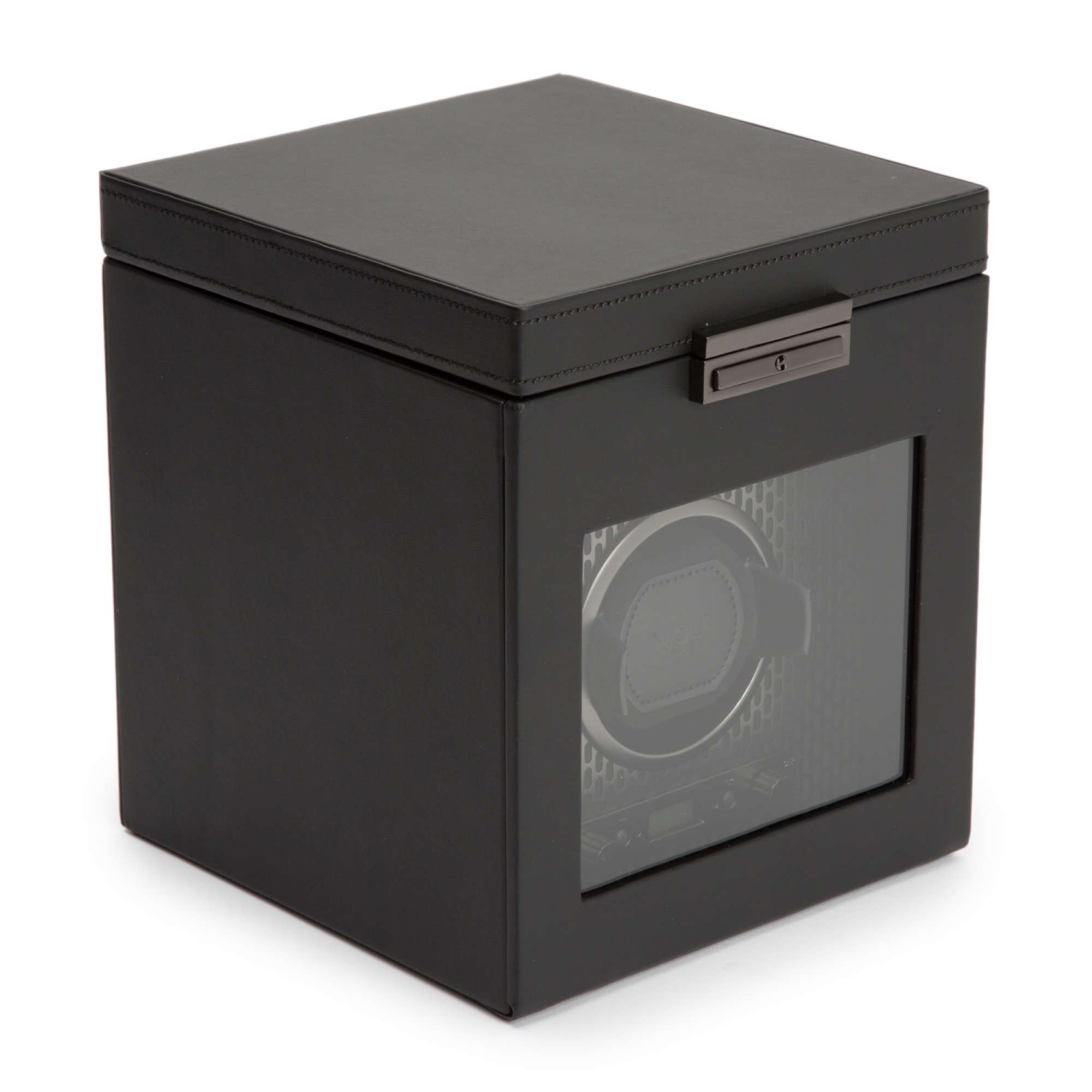 WOLF Axis Black Single Watch Winder With Storage 469203